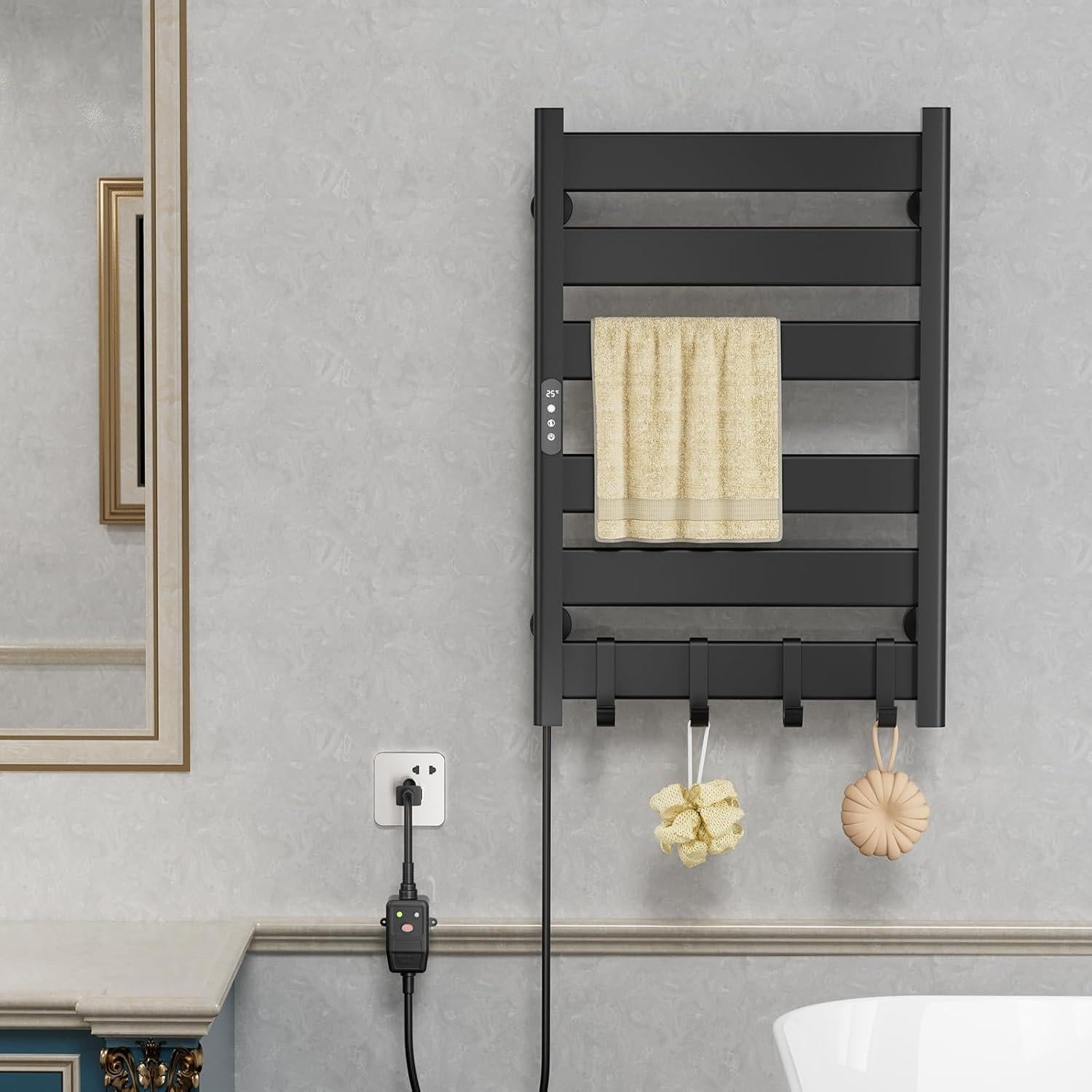 Soporte para Toallas Calentador Geobella 6 Barras Negro