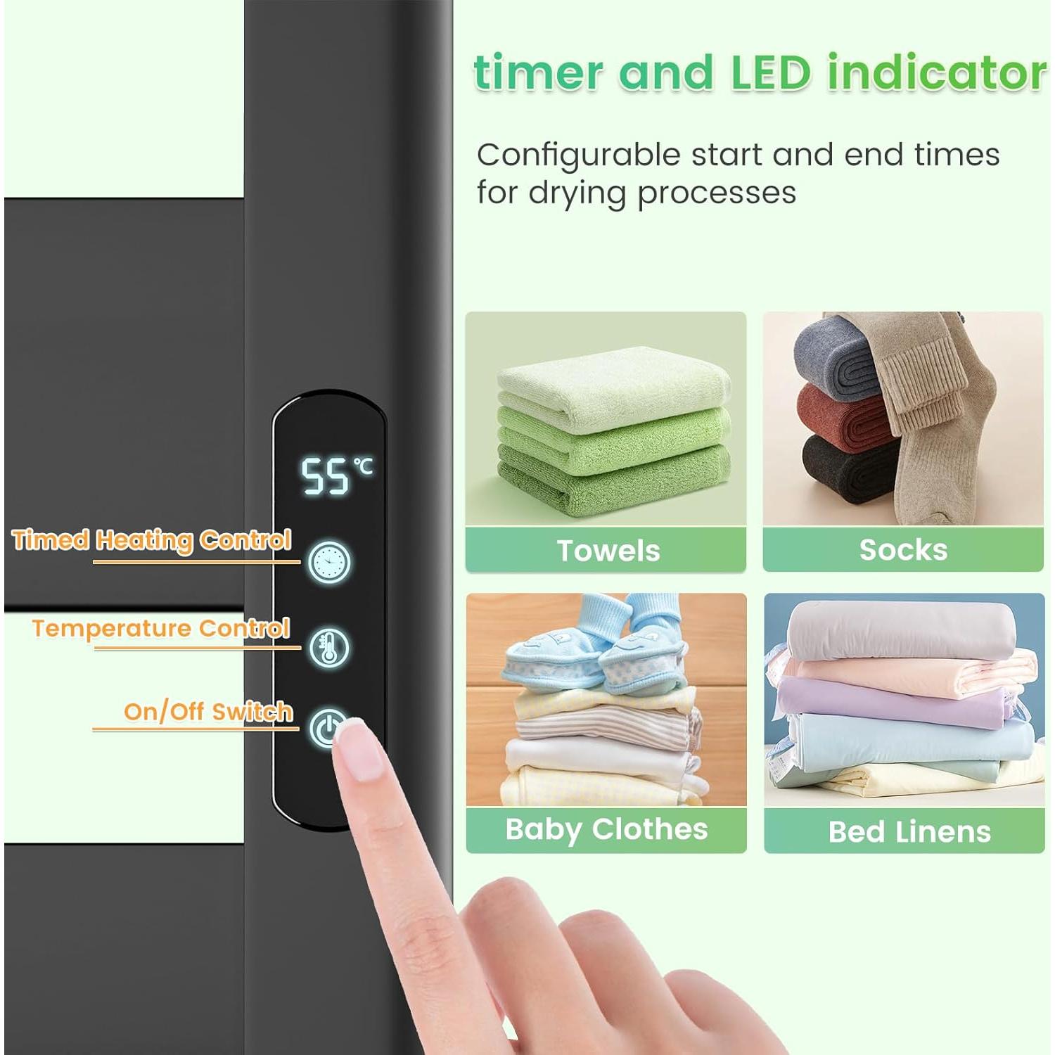 Soporte para Toallas Calentador Geobella 6 Barras Negro