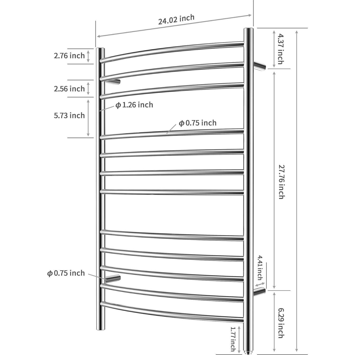 Calentador de Toallas HEATGENE Montaje en Pared 12 Barras 140W