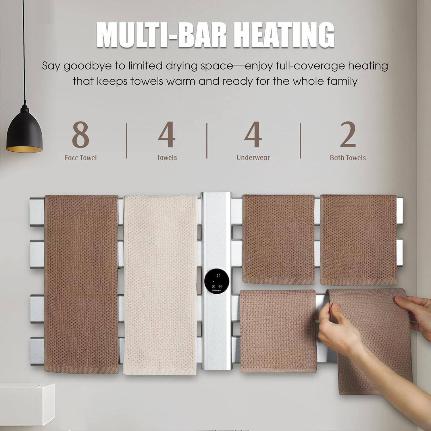Calentador de Toallas Eléctrico K&KALONZO 8 Barras Plata