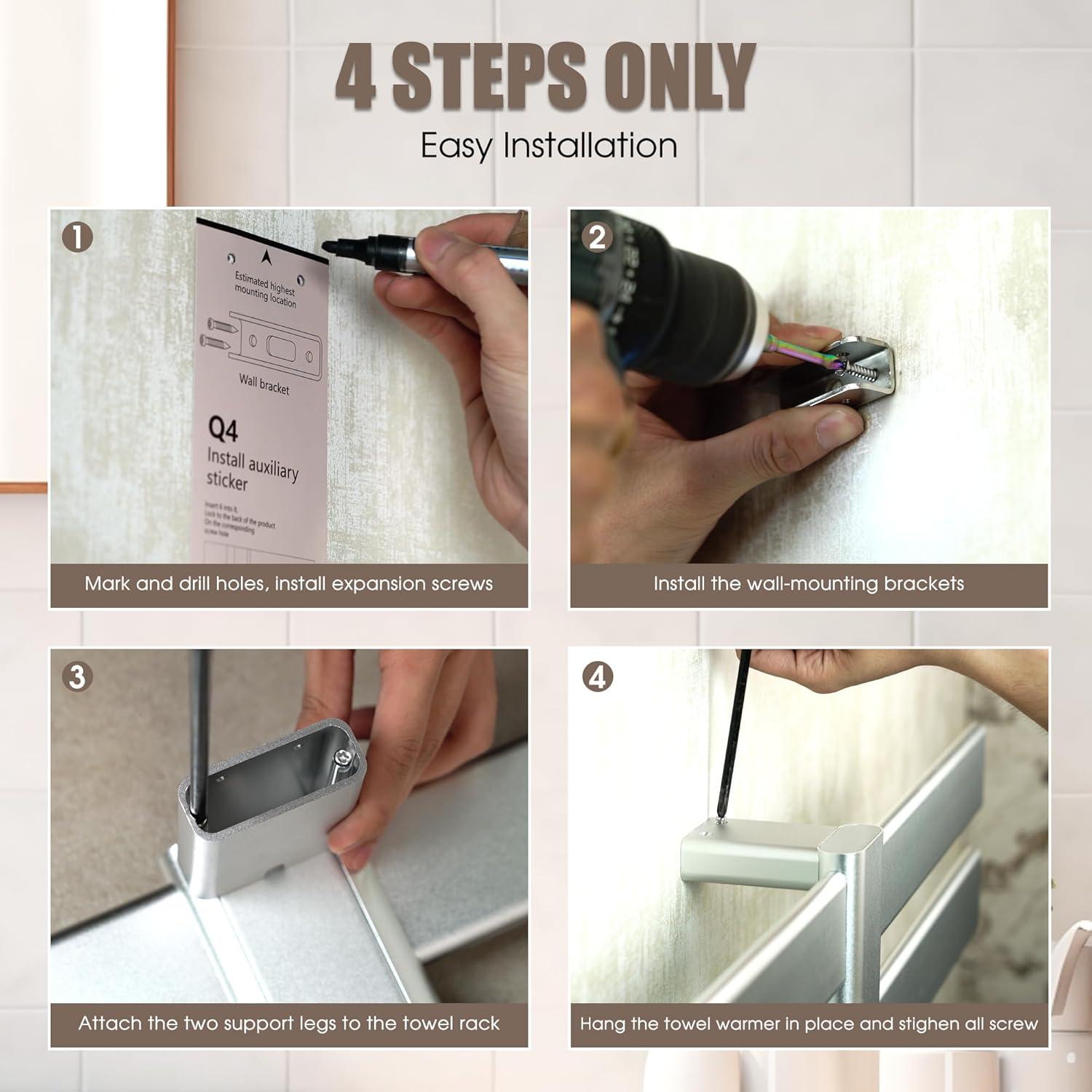 Calentador de Toallas Eléctrico K&KALONZO 8 Barras Plata