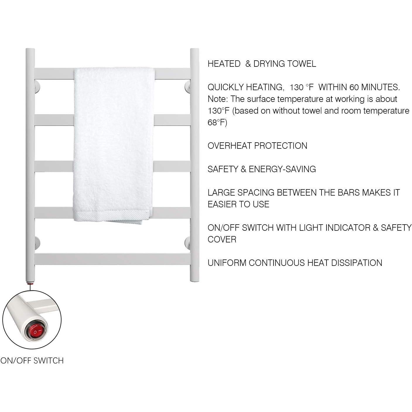 Calentador de Toallas HEATGENE 5 Barras Planas Eléctrico 100W