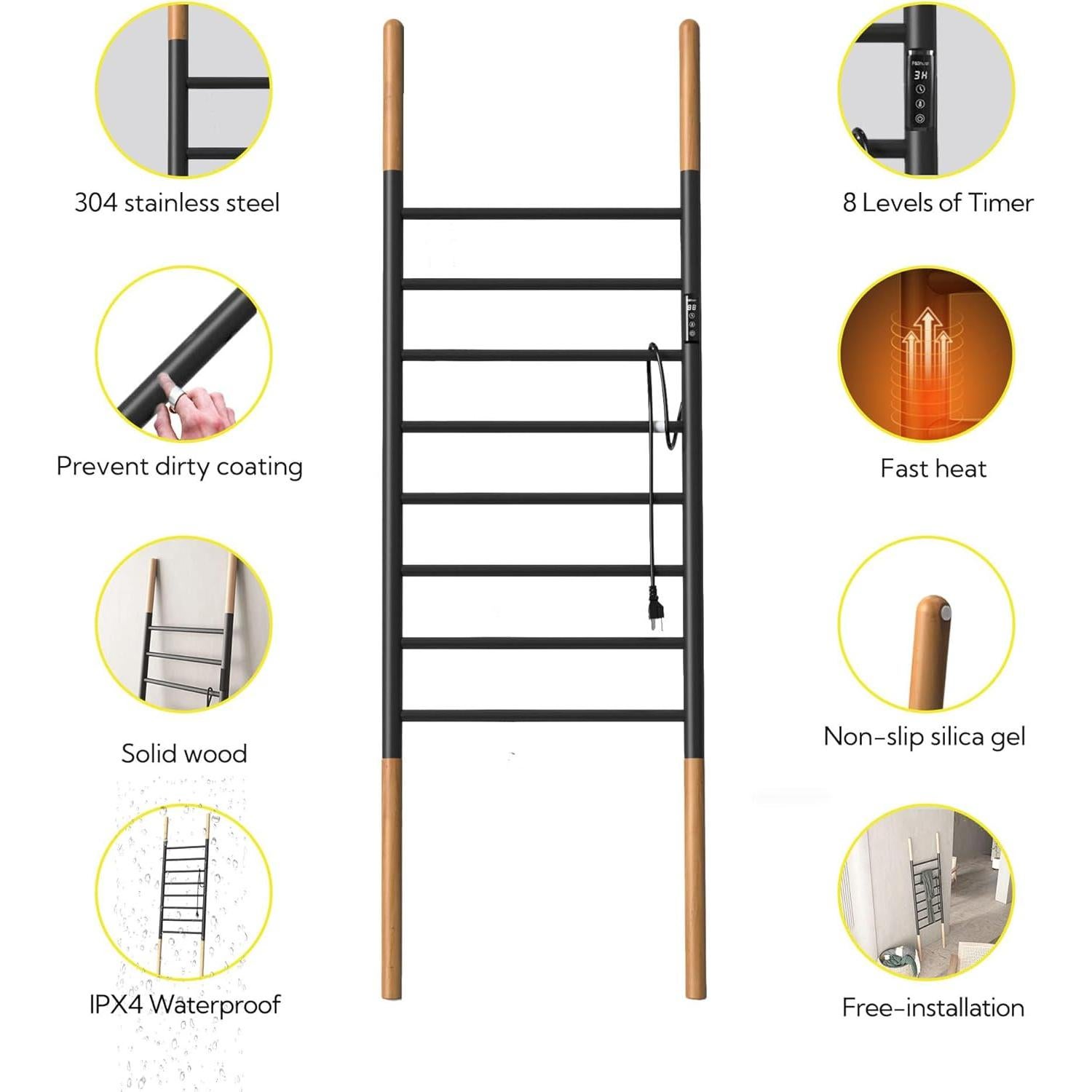 Rack Calentador de Toallas P&Bhusri EG08 8 Barras Acero Inoxidable