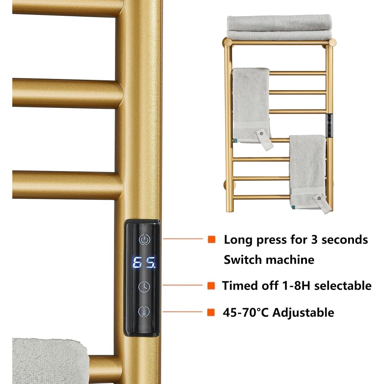 Soporte de Toallas Calentado EWDPHW Dorado 70W Montado en Pared