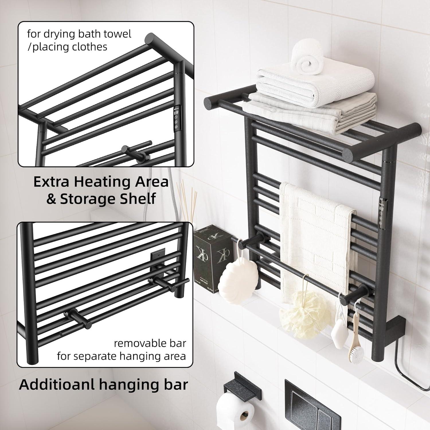 Calentador de Toallas Eléctrico P&Bhusri 60 cm Negro Mate