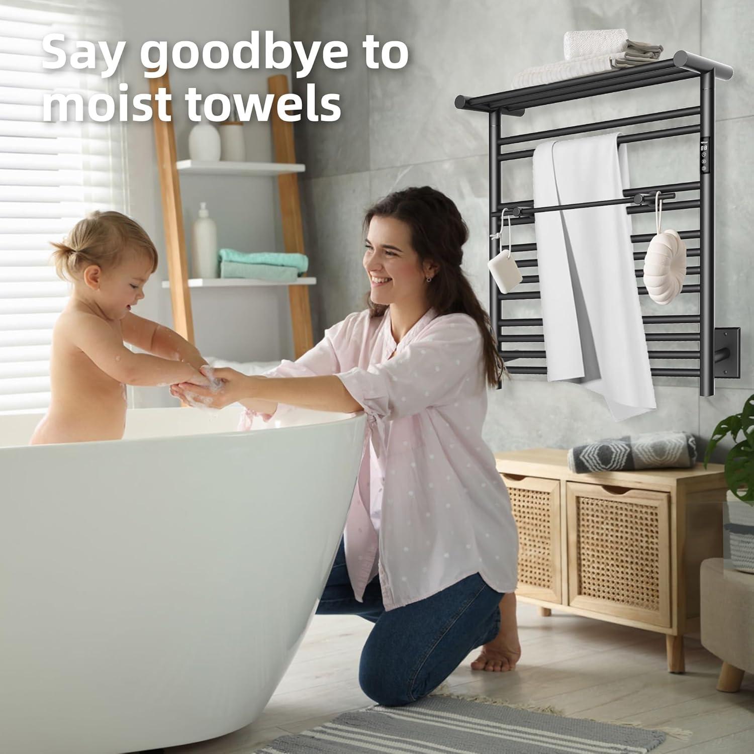 Calentador de Toallas Eléctrico P&Bhusri 60 cm Negro Mate