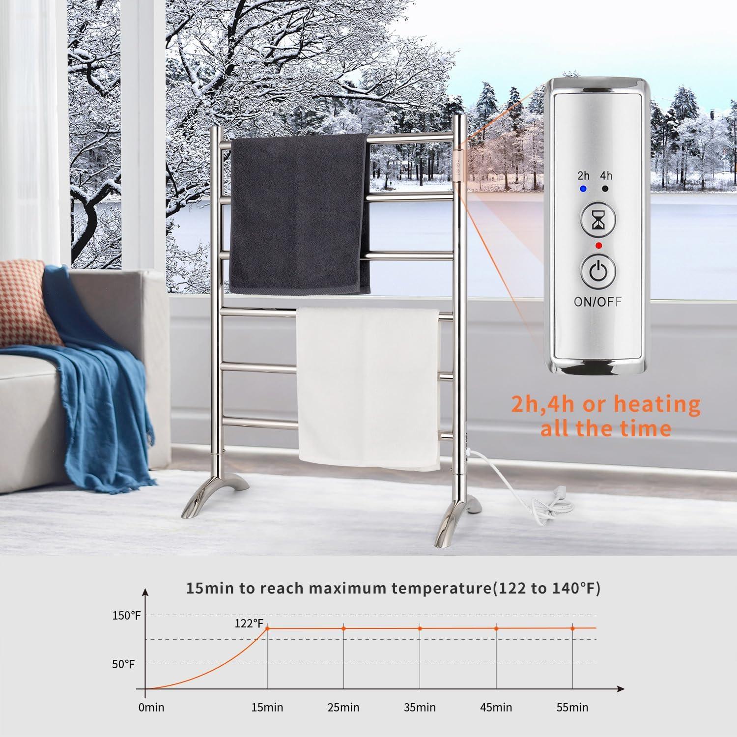 Calentador de Toallas NORTTA A-CR06 6 Barras Acero Inoxidable 24W