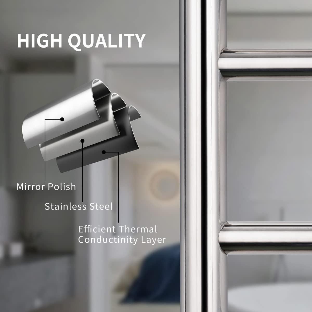 Calentador de Toallas NORTTA A-CR06 6 Barras Acero Inoxidable 24W