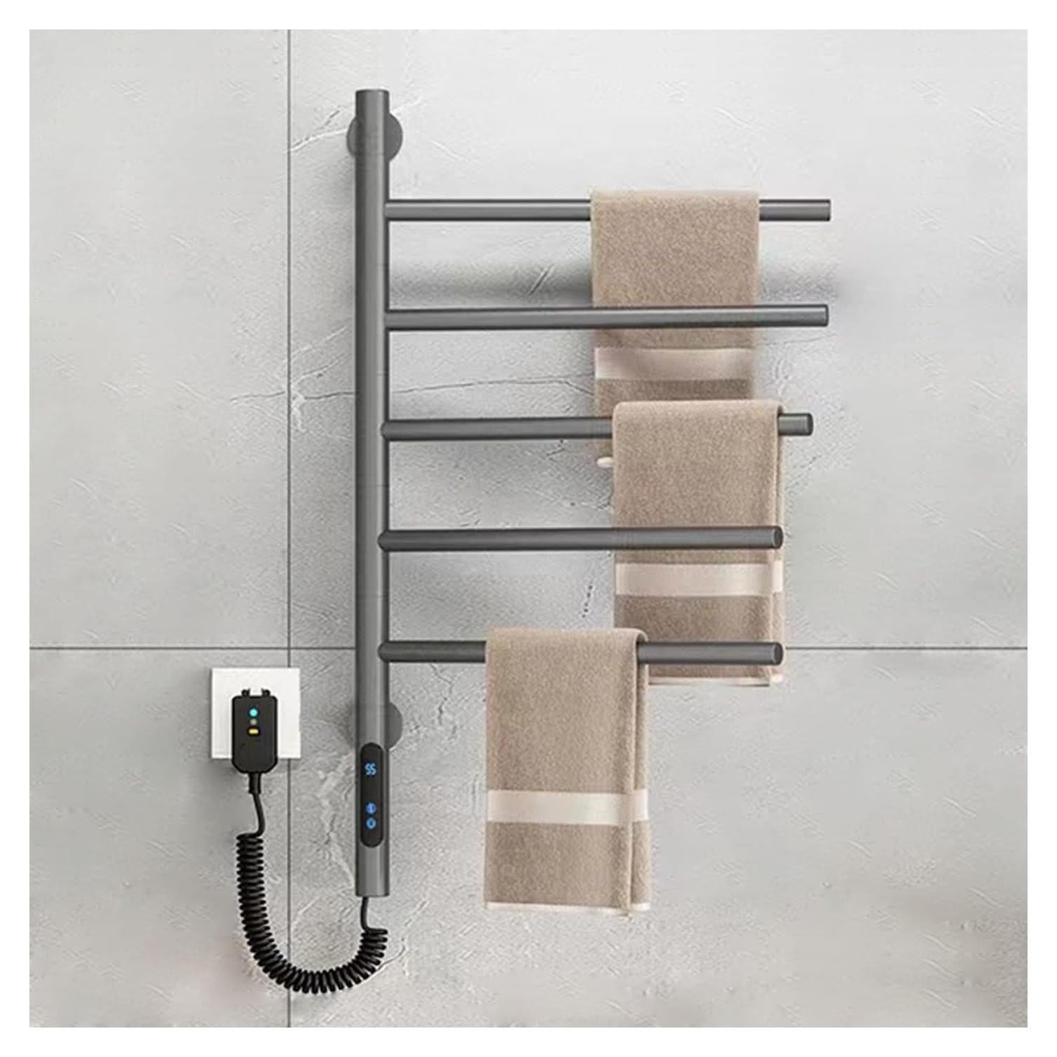 Soporte de Toallas Calentado Giratorio YJSG 5 Barras 82W Gris