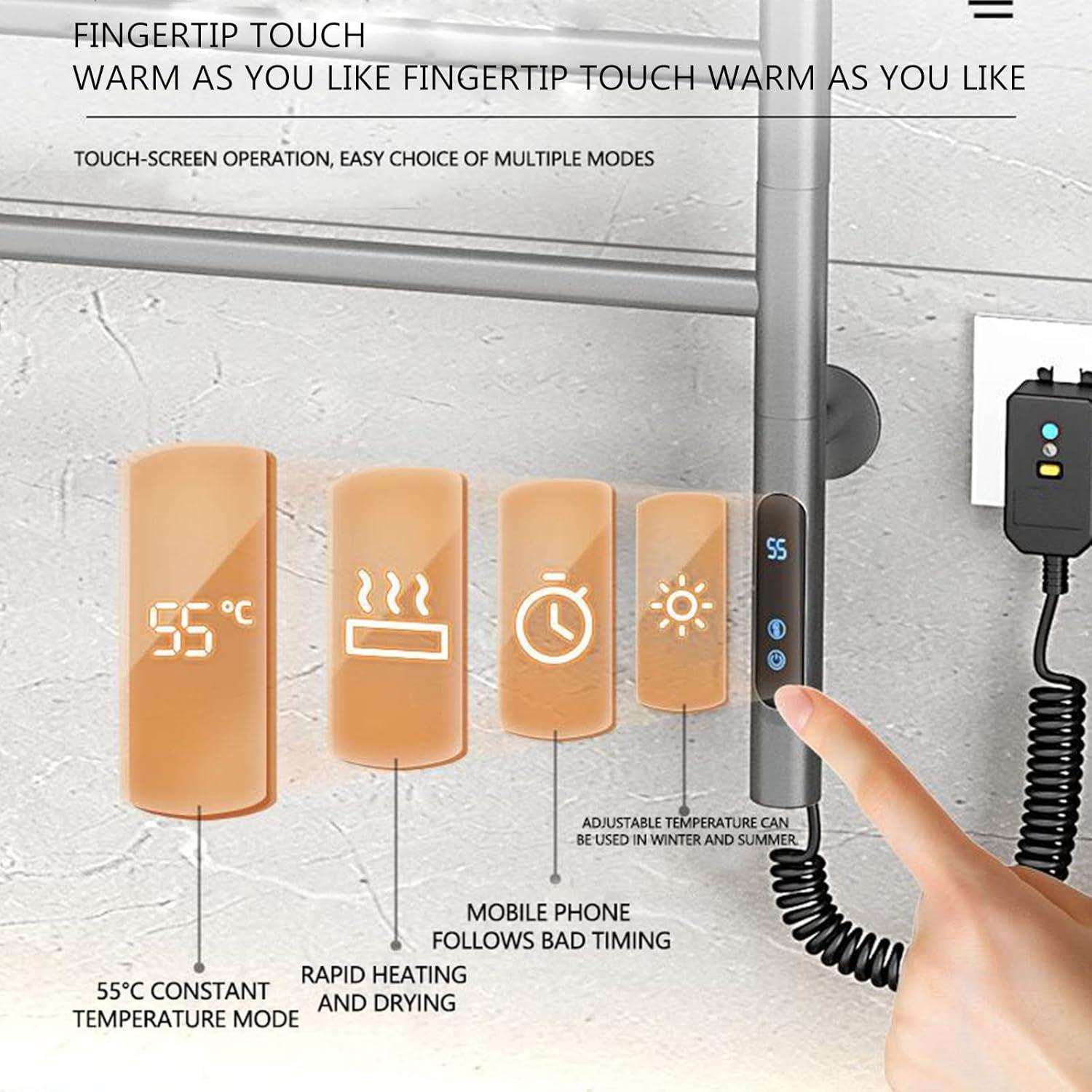 Soporte de Toallas Calentado Giratorio YJSG 5 Barras 82W Gris