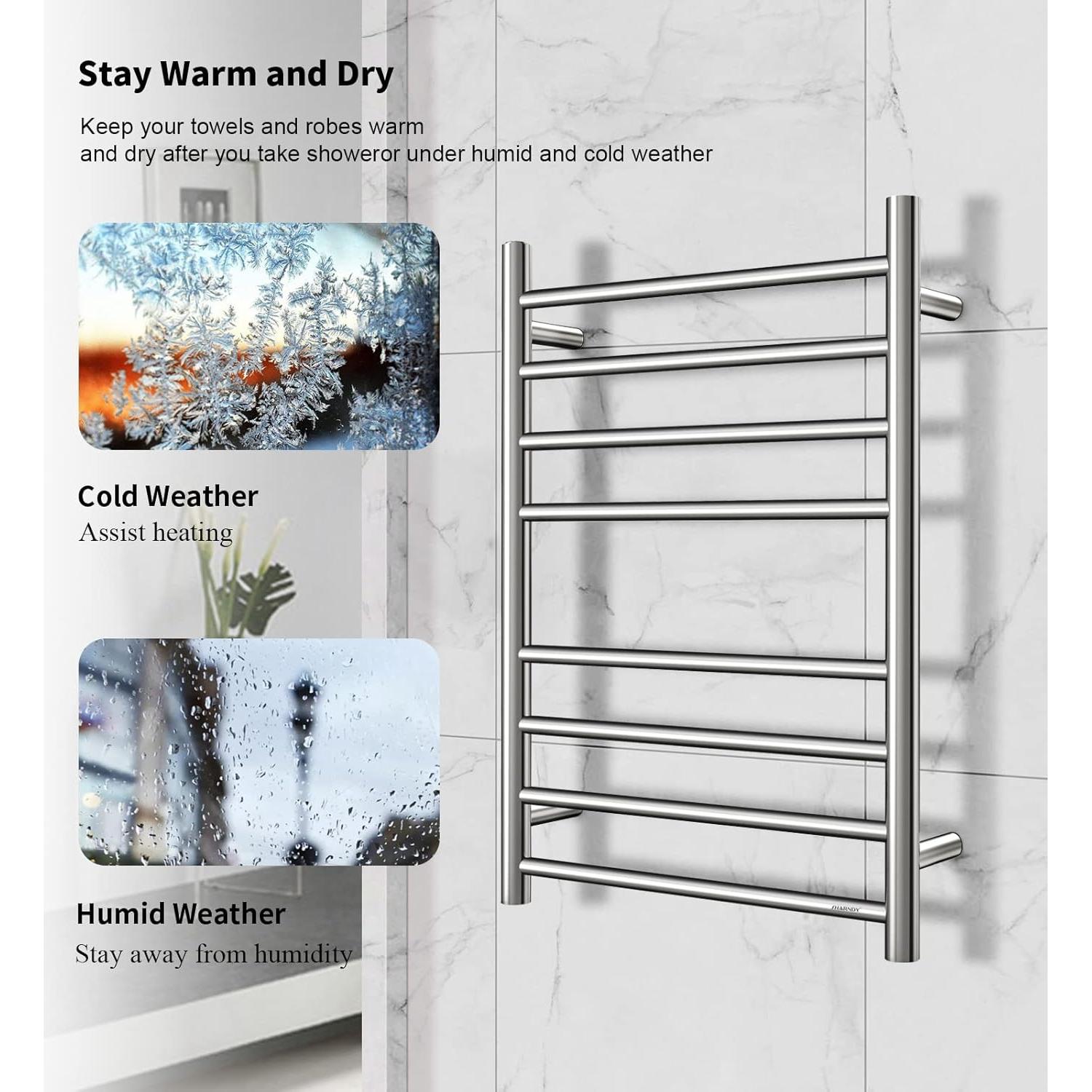 Calentador de Toallas Eléctrico SHARNDY Cromo Pulido 70W 70x50 cm