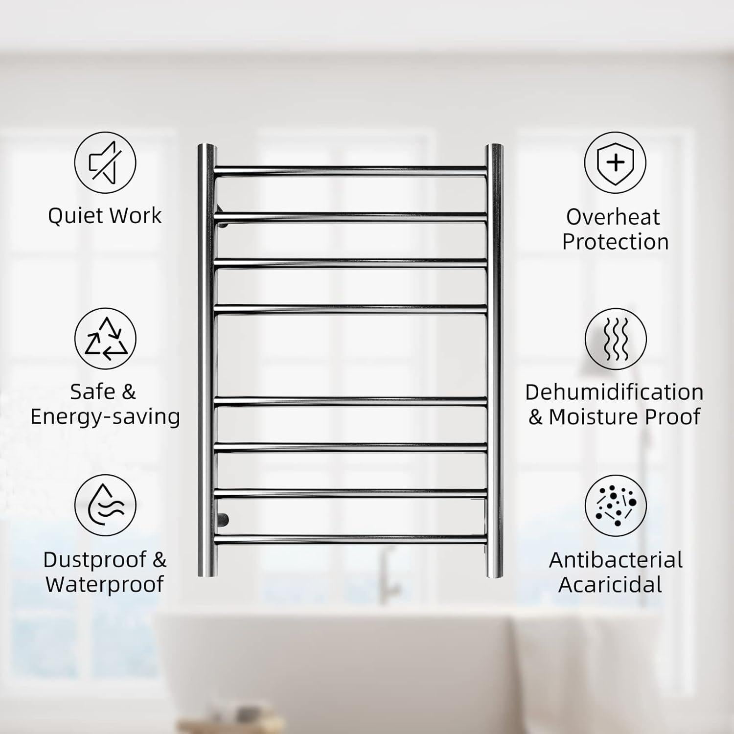 Calentador de Toallas Eléctrico SHARNDY Cromo Pulido 70W 70x50 cm