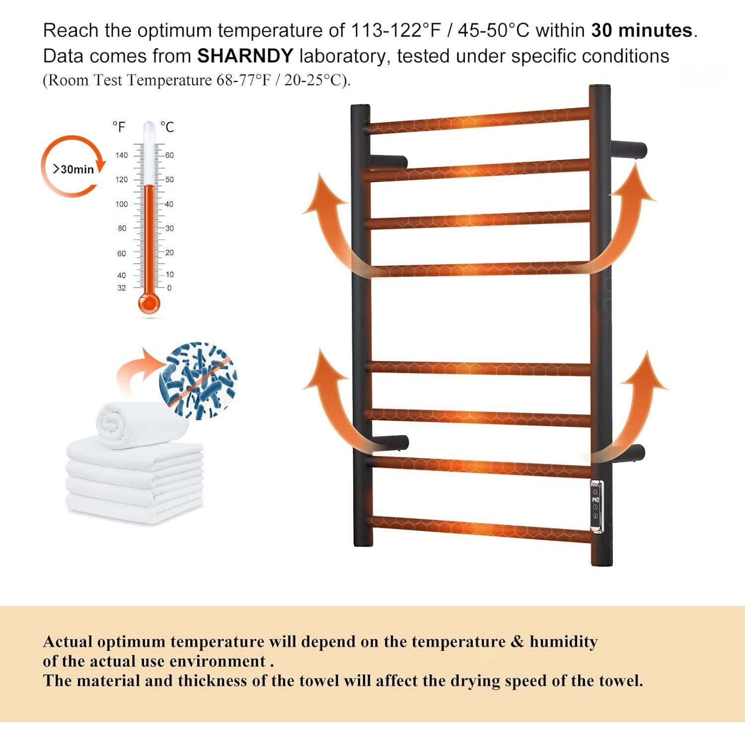 Calentador de Toallas Eléctrico SHARNDY NFJ-701 6 Barras 67.9x52cm