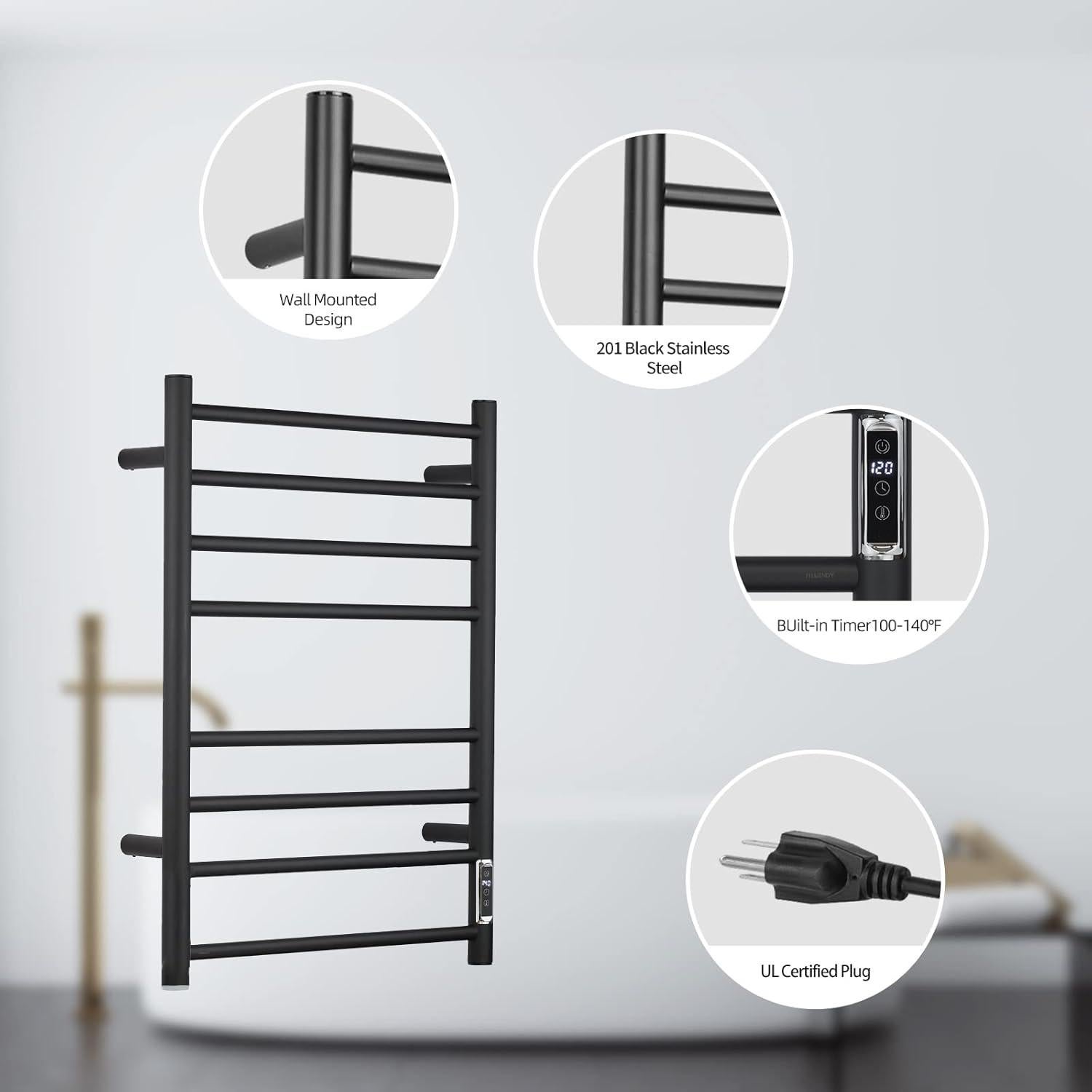 Calentador de Toallas Eléctrico SHARNDY NFJ-701 6 Barras 67.9x52cm