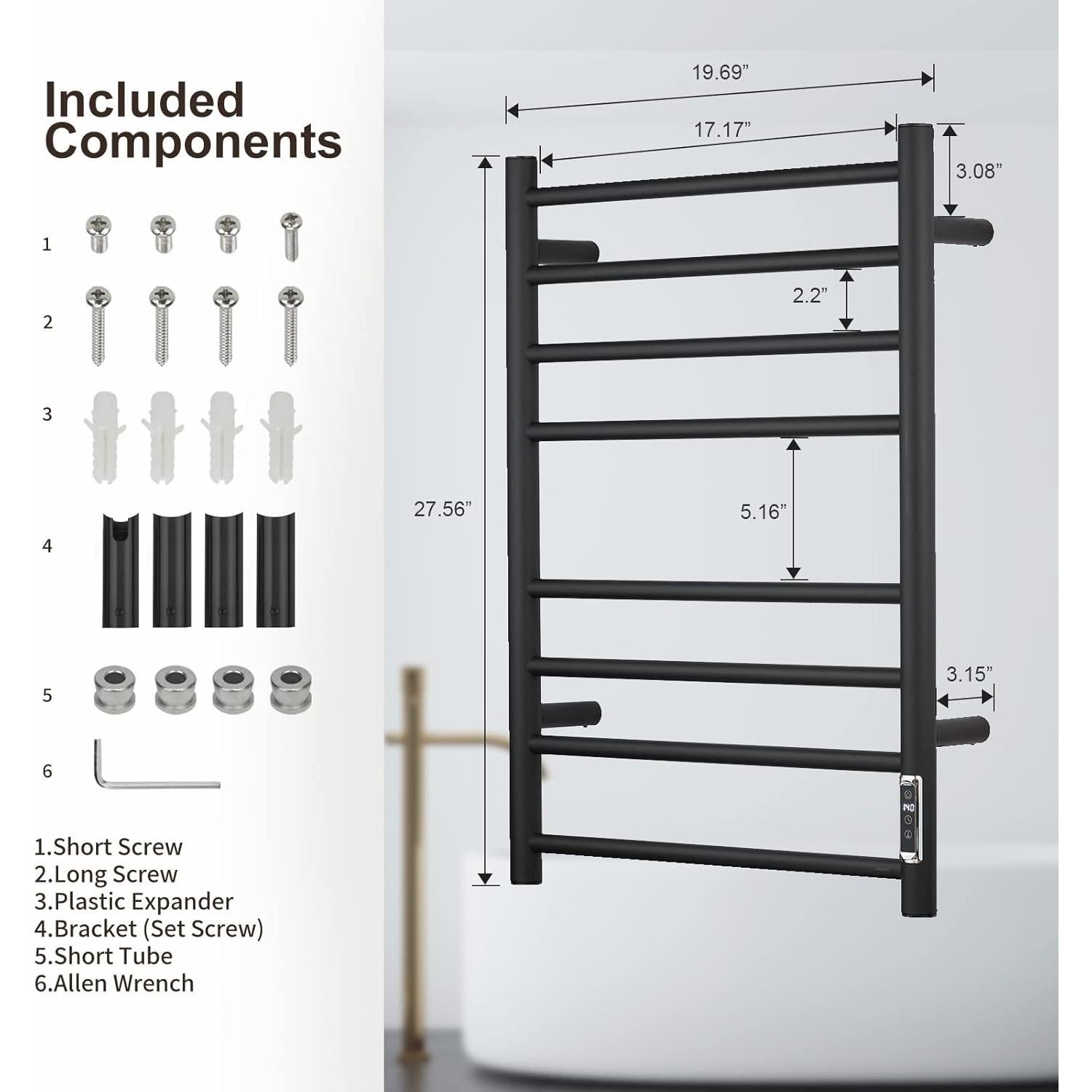 Calentador de Toallas Eléctrico SHARNDY NFJ-701 6 Barras 67.9x52cm