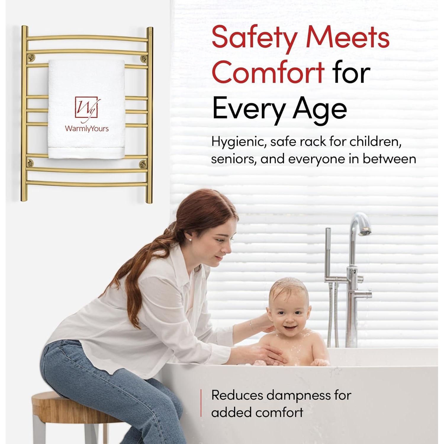 Calentador de Toallas WarmlyYours Riviera 9 Barras Oro Pulido