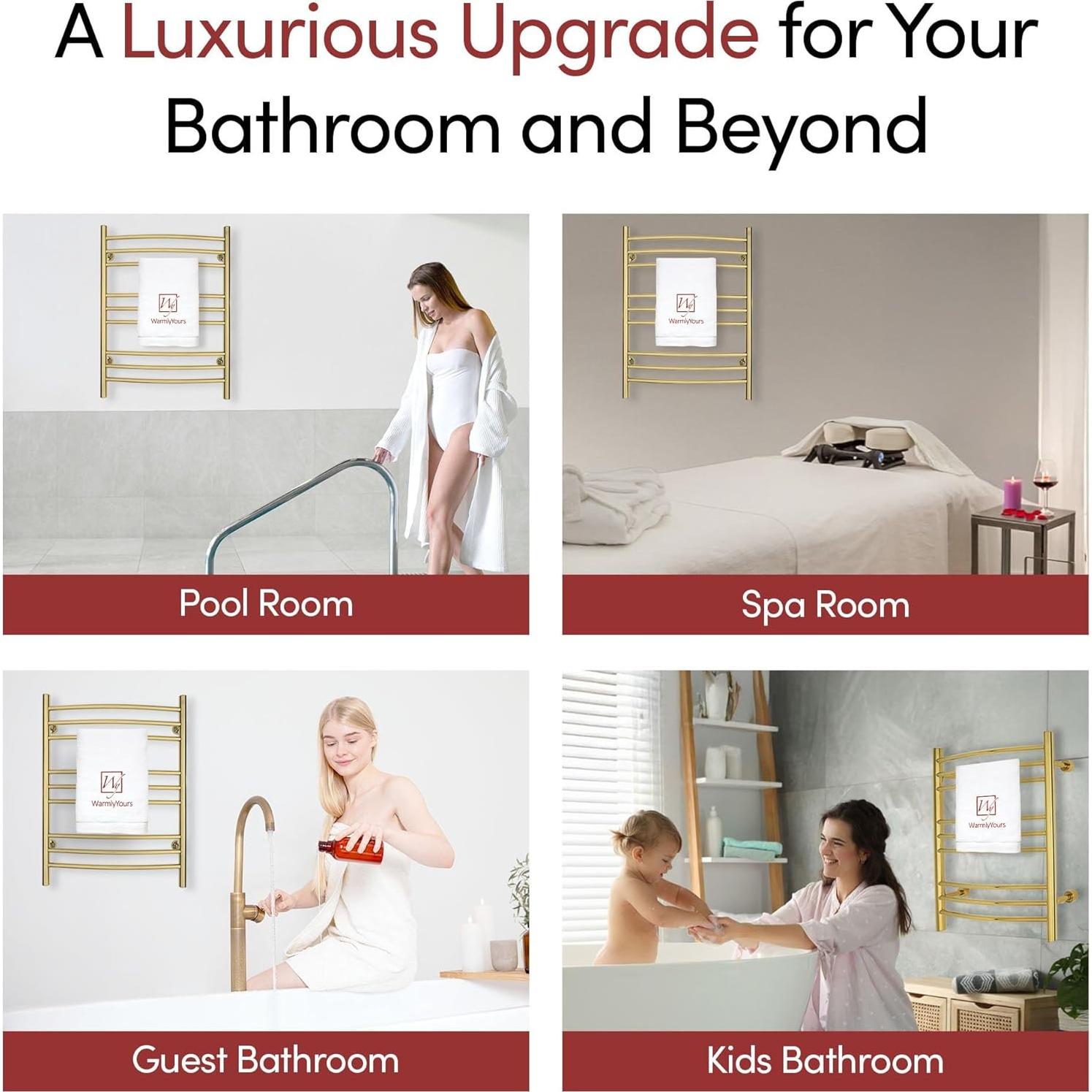 Calentador de Toallas WarmlyYours Riviera 9 Barras Oro Pulido