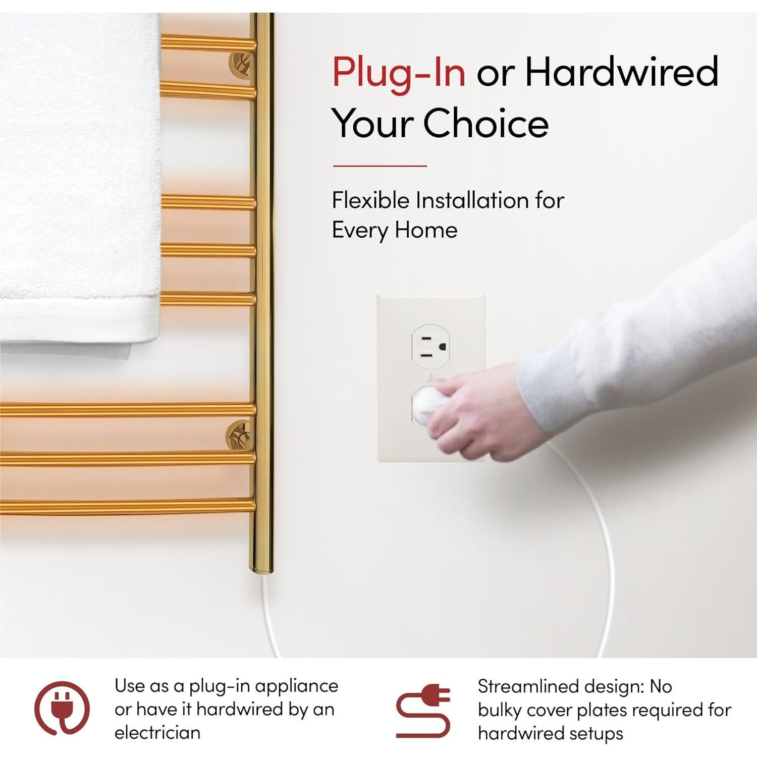 Calentador de Toallas WarmlyYours Riviera 9 Barras Oro Pulido