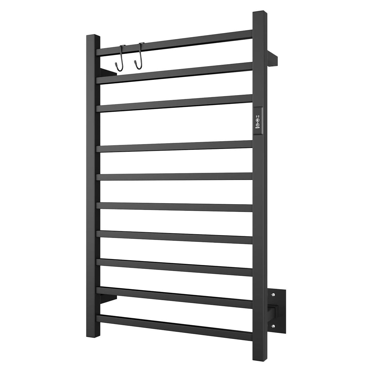 Calentador de Toallas NORTTA 10 Barras Acero Inoxidable Negro 53x86 cm