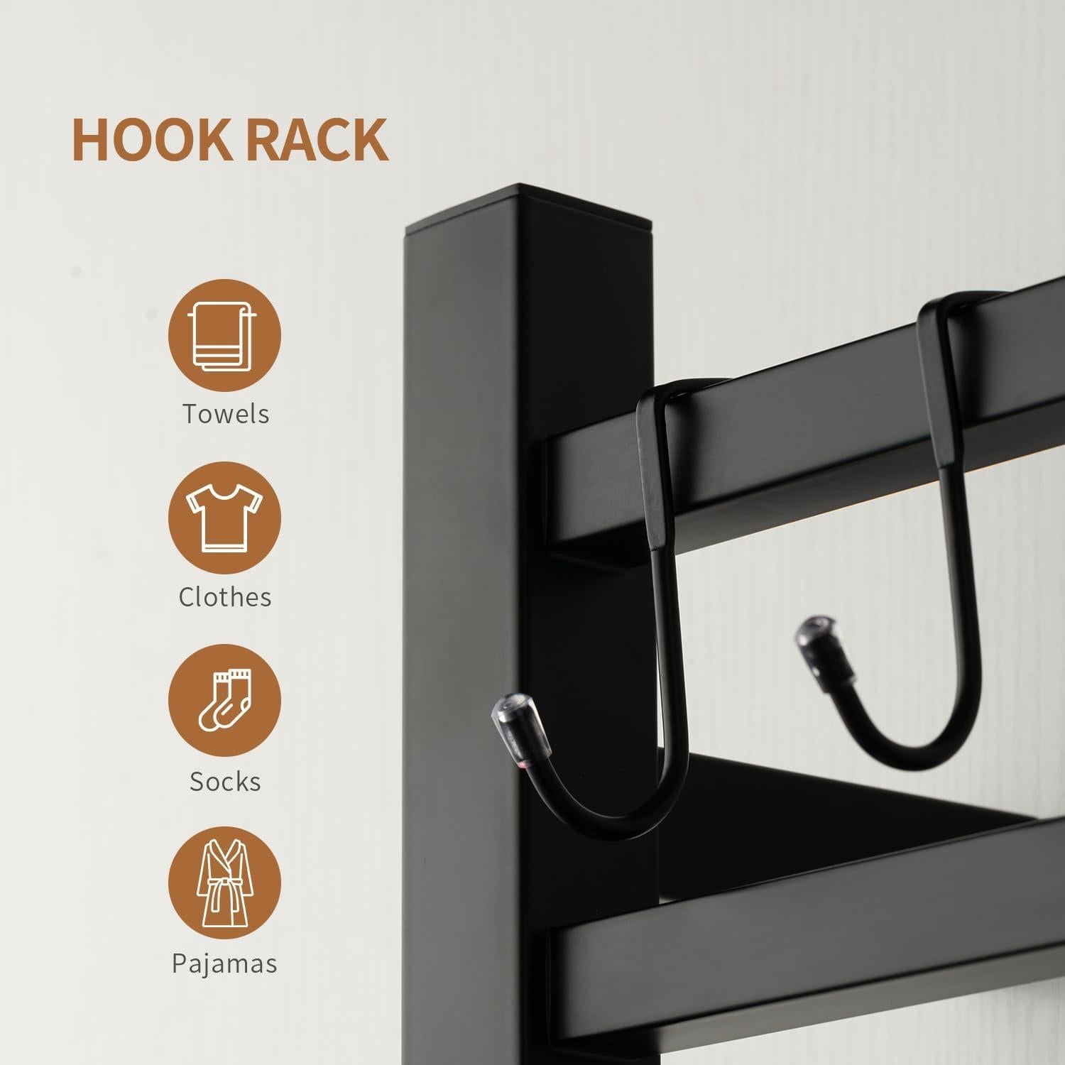 Calentador de Toallas NORTTA 10 Barras Acero Inoxidable Negro 53x86 cm