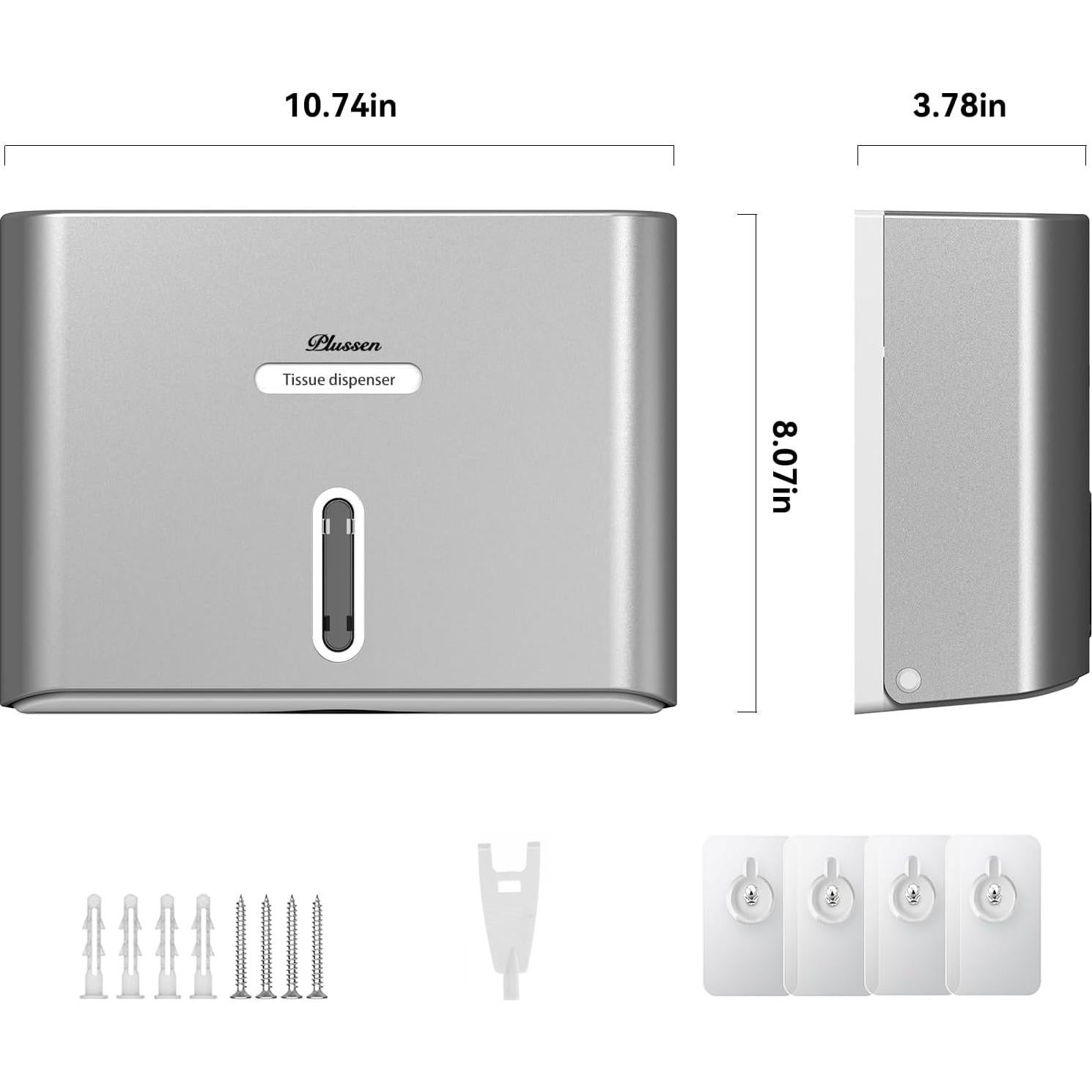 Dispensador de Toallas de Papel PLUSSEN Montado en Pared Plata