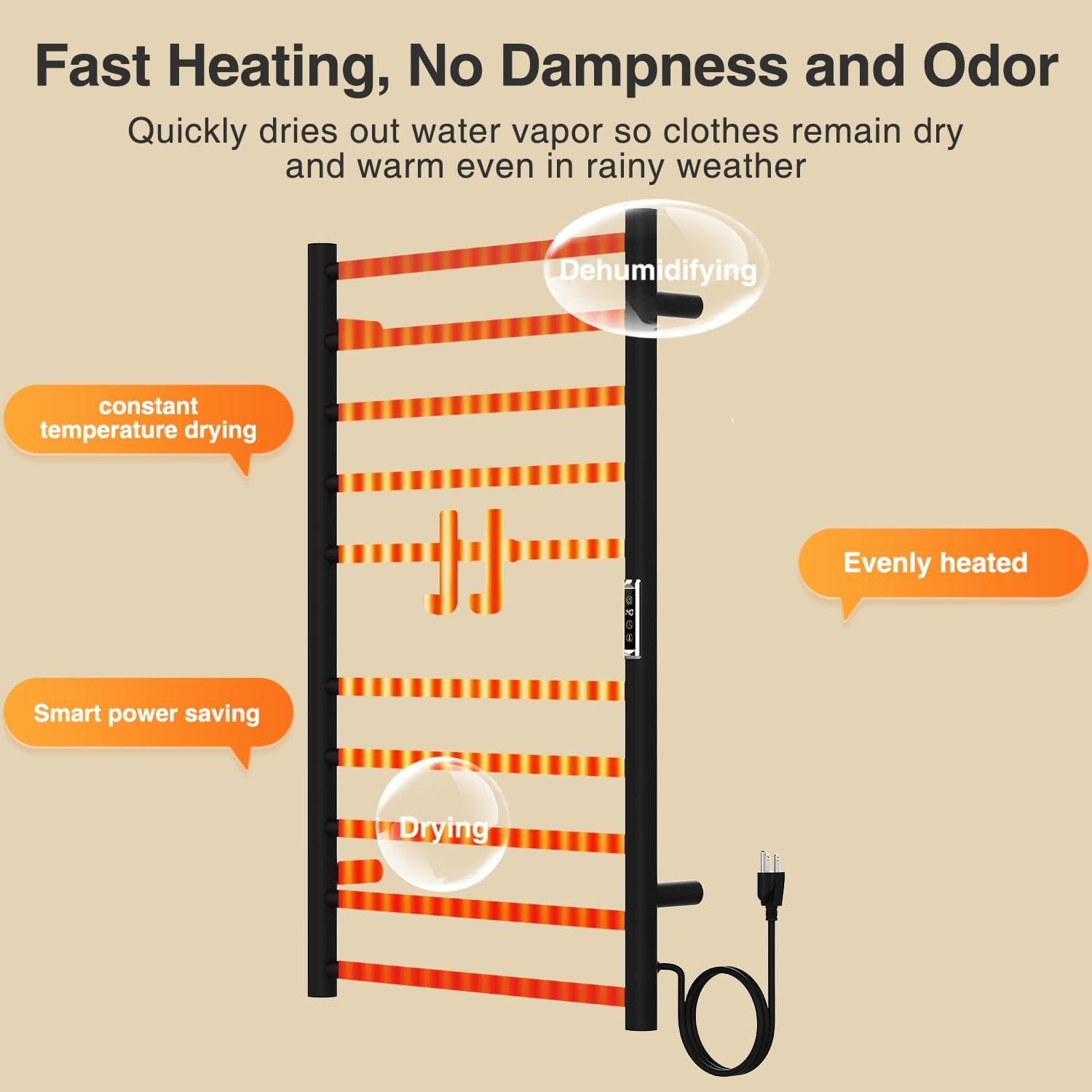 Calentador de Toallas Eléctrico SEHAUSEU 10 Bar Acero Inoxidable