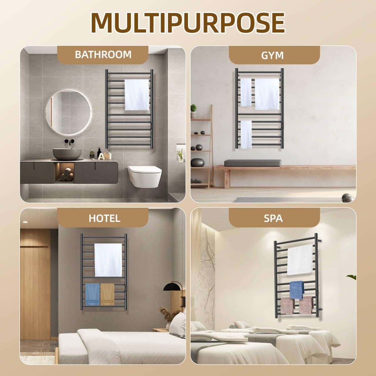 Soporte Calentador de Toallas Aquatrend 10 Barras Negro