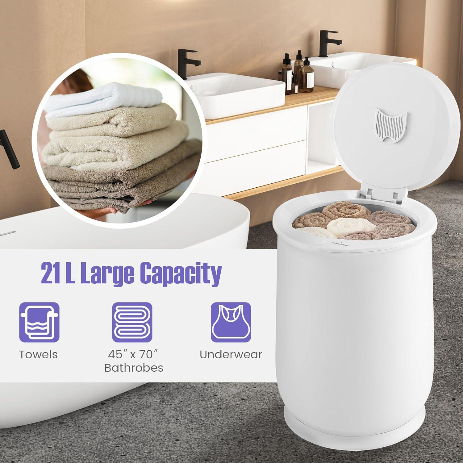 Calentador de Toallas Tangkula 21L Blanco, Apagado Automático