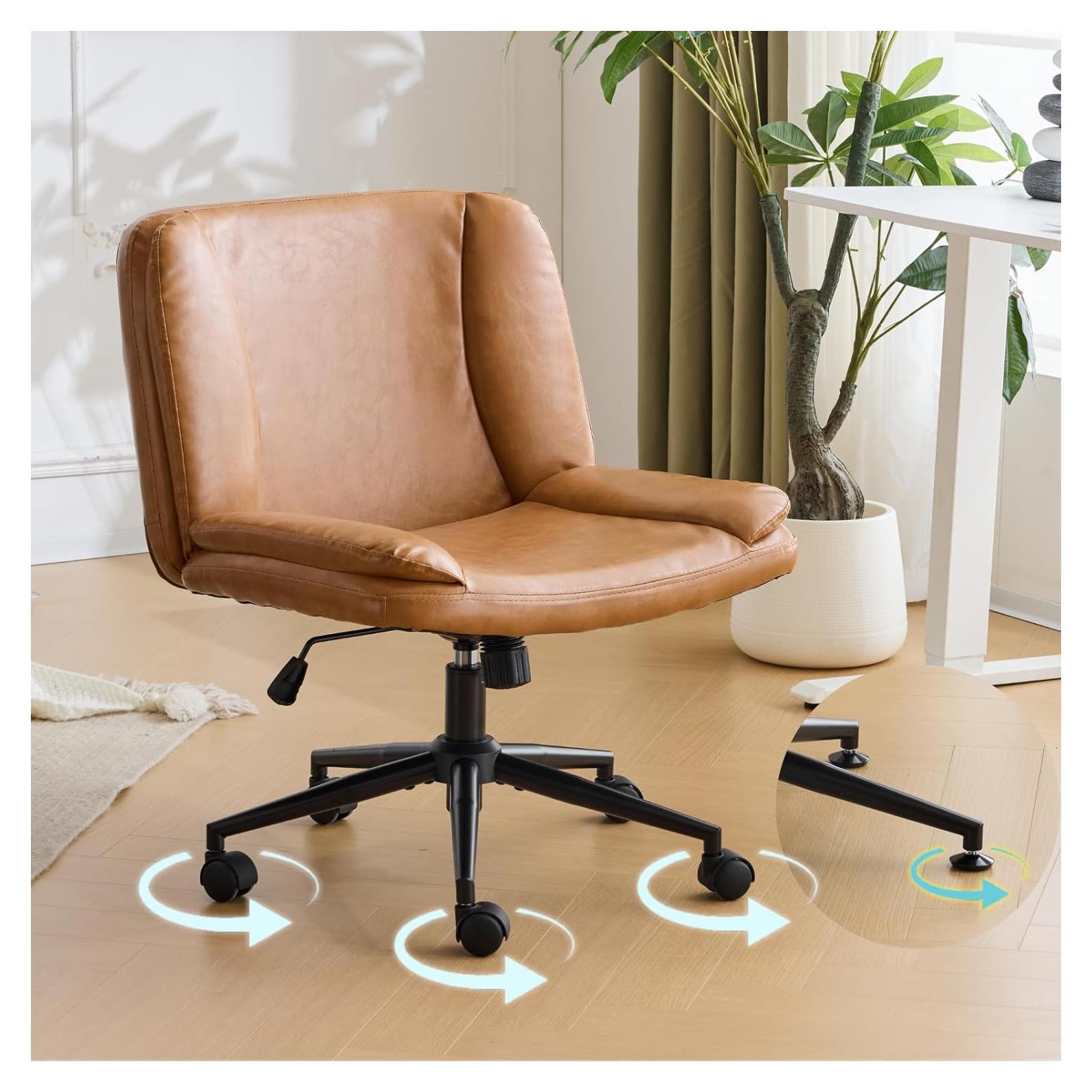 Silla de Escritorio VINGLI Ajustable sin Brazos PU Marrón