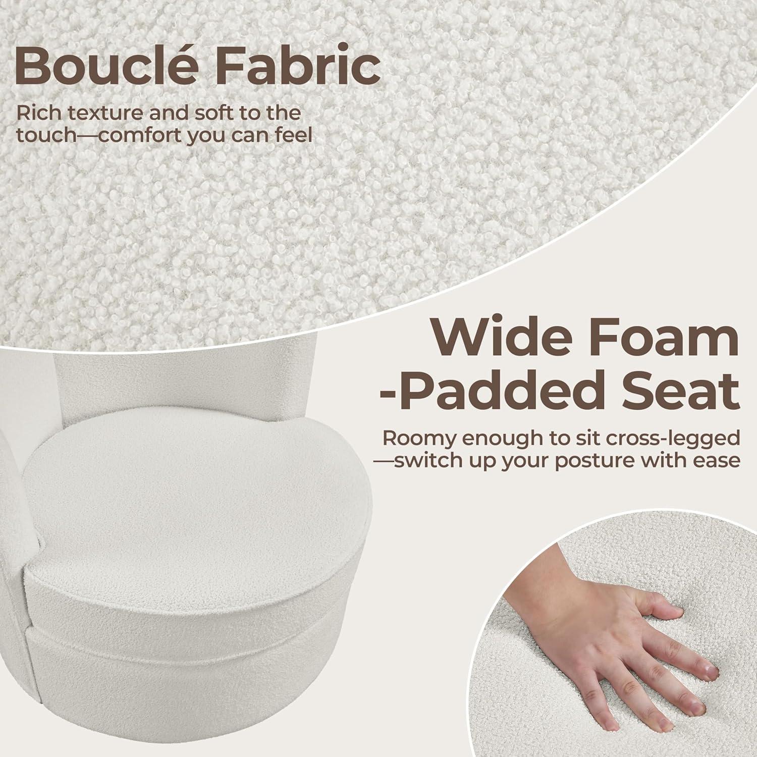 Silla de Acento Giratoria Yaheetech Boucle Blanca 360°