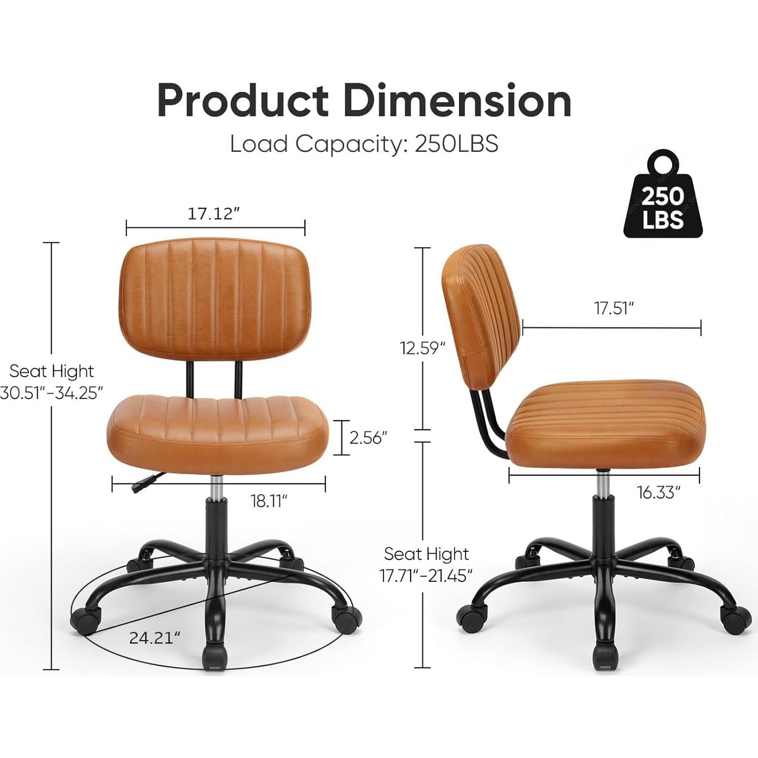 Silla de Oficina Sin Brazos DUMOS Ajustable Marrón Oscuro