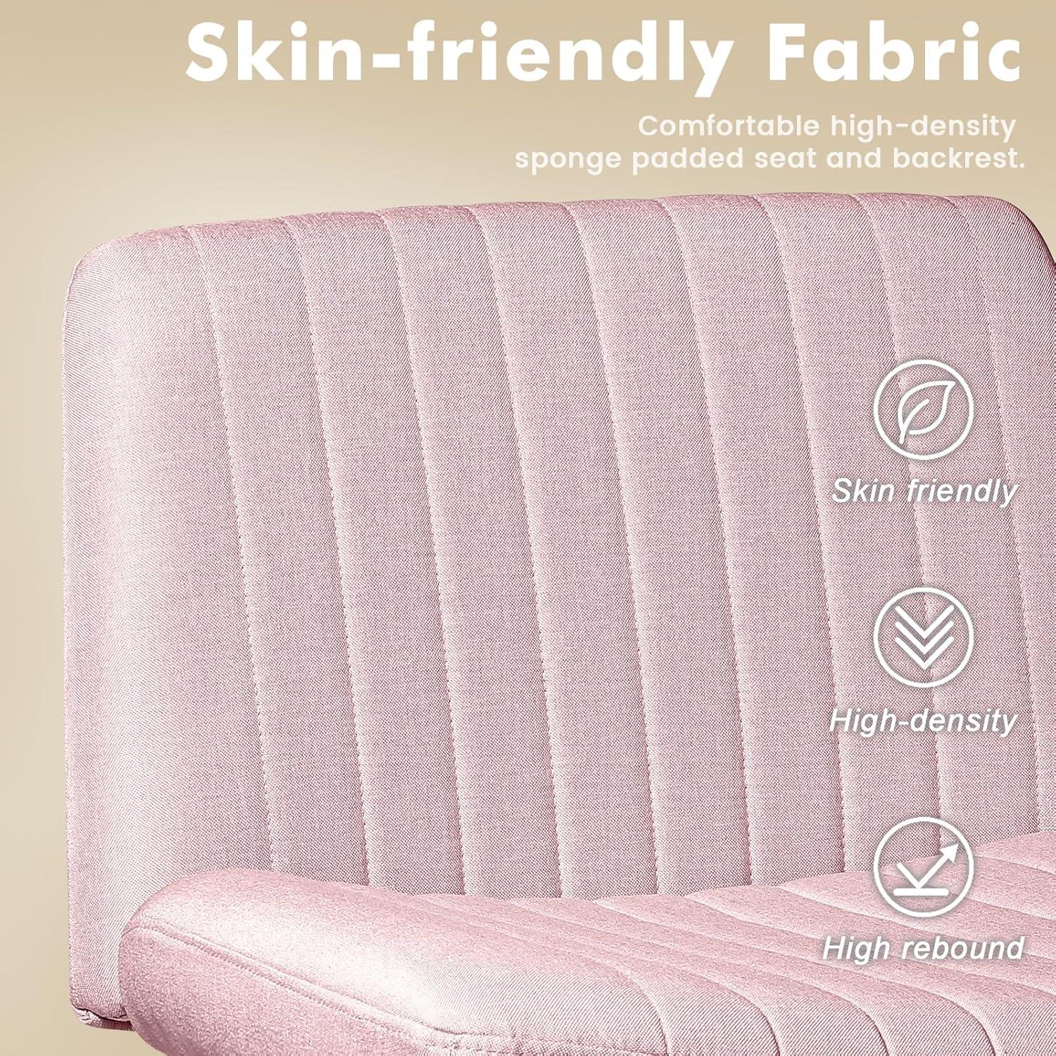 Silla de Oficina LEMBERI Rosa con Ruedas y Altura Ajustable