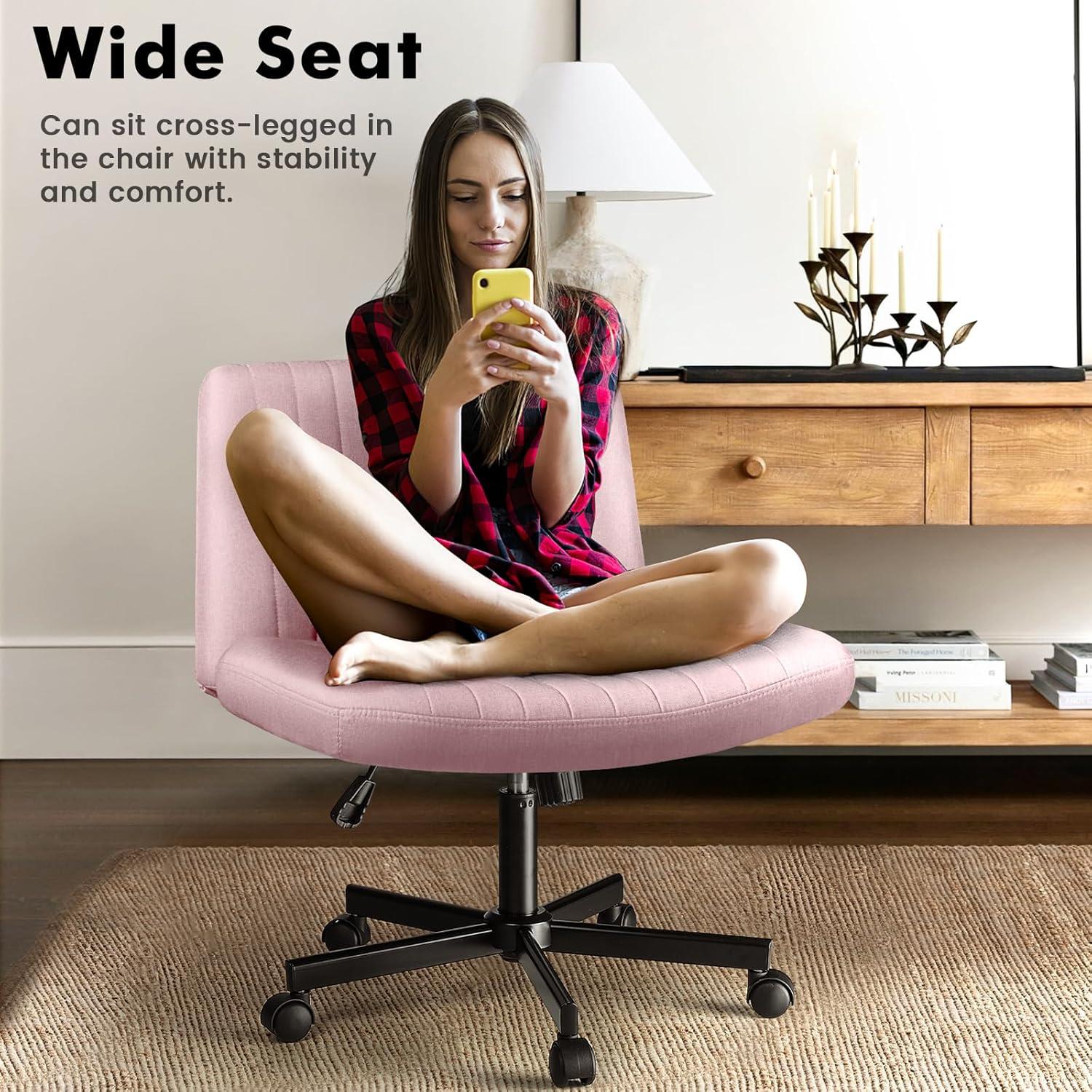 Silla de Oficina LEMBERI Rosa con Ruedas y Altura Ajustable