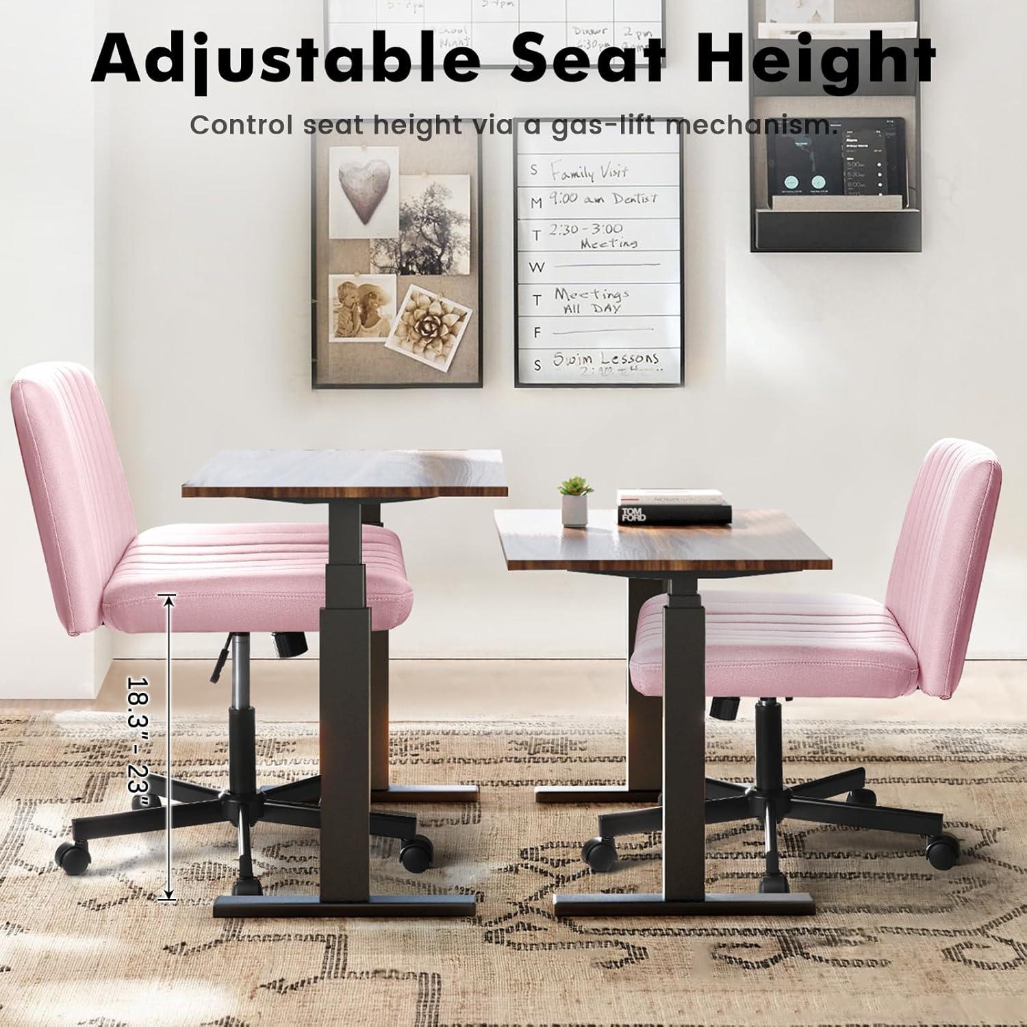 Silla de Oficina LEMBERI Rosa con Ruedas y Altura Ajustable