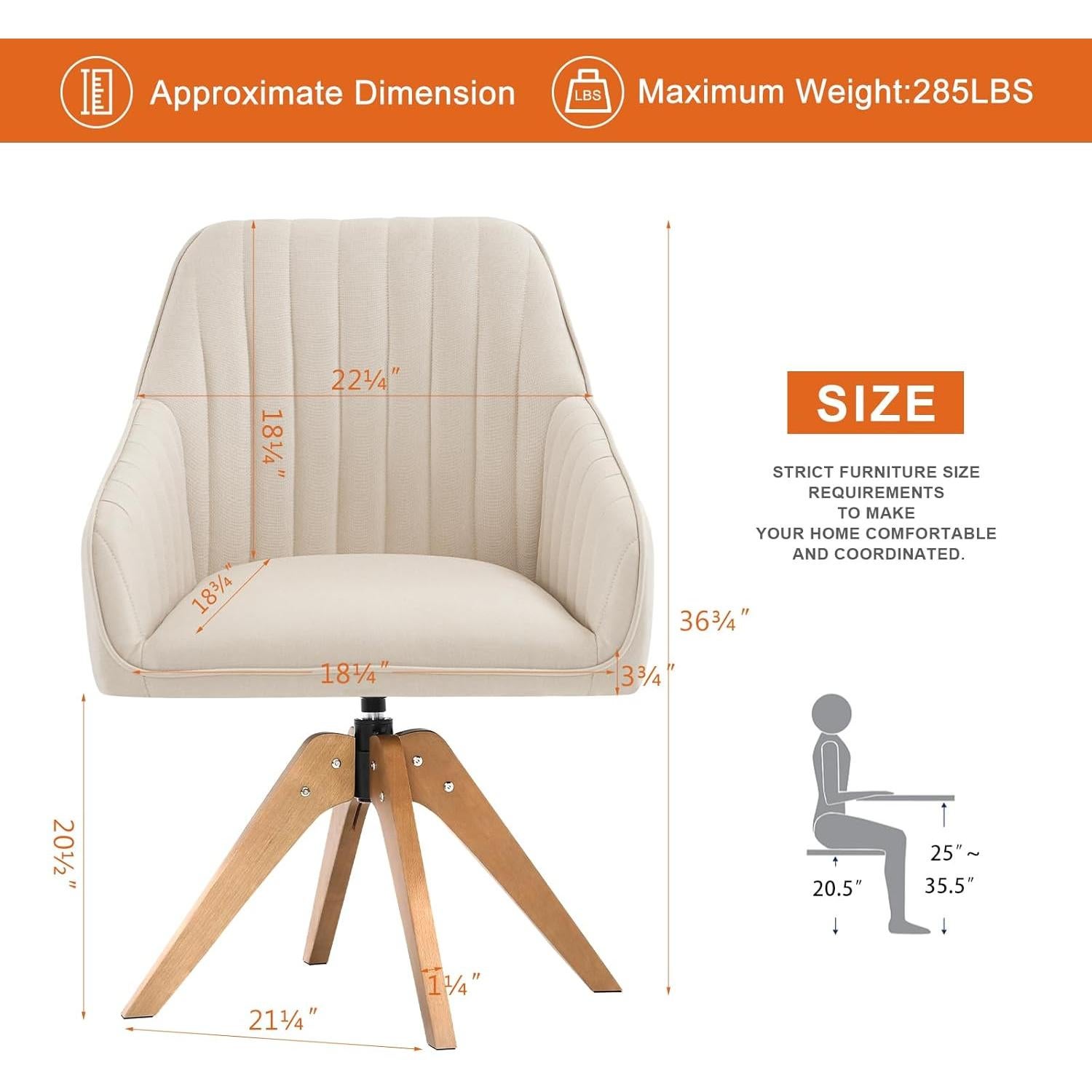 Silla de Acento Giratoria Furniliving Beige Tapizada