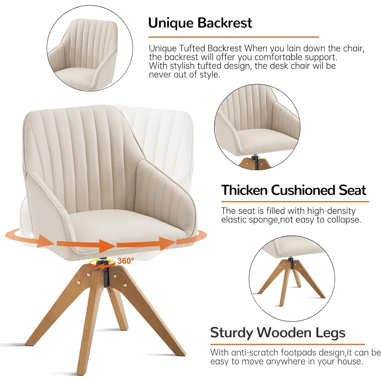 Silla de Acento Giratoria Furniliving Beige Tapizada