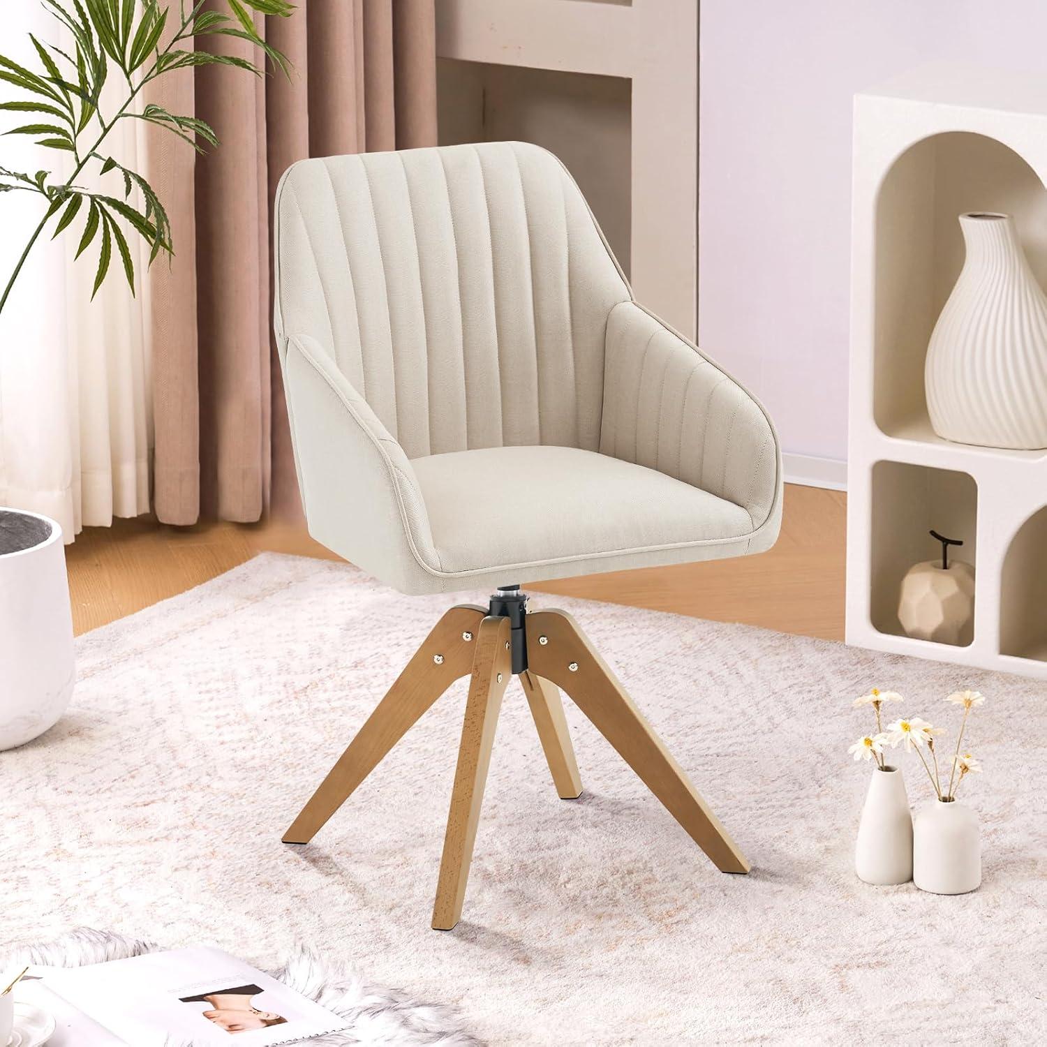 Silla de Acento Giratoria Furniliving Beige Tapizada