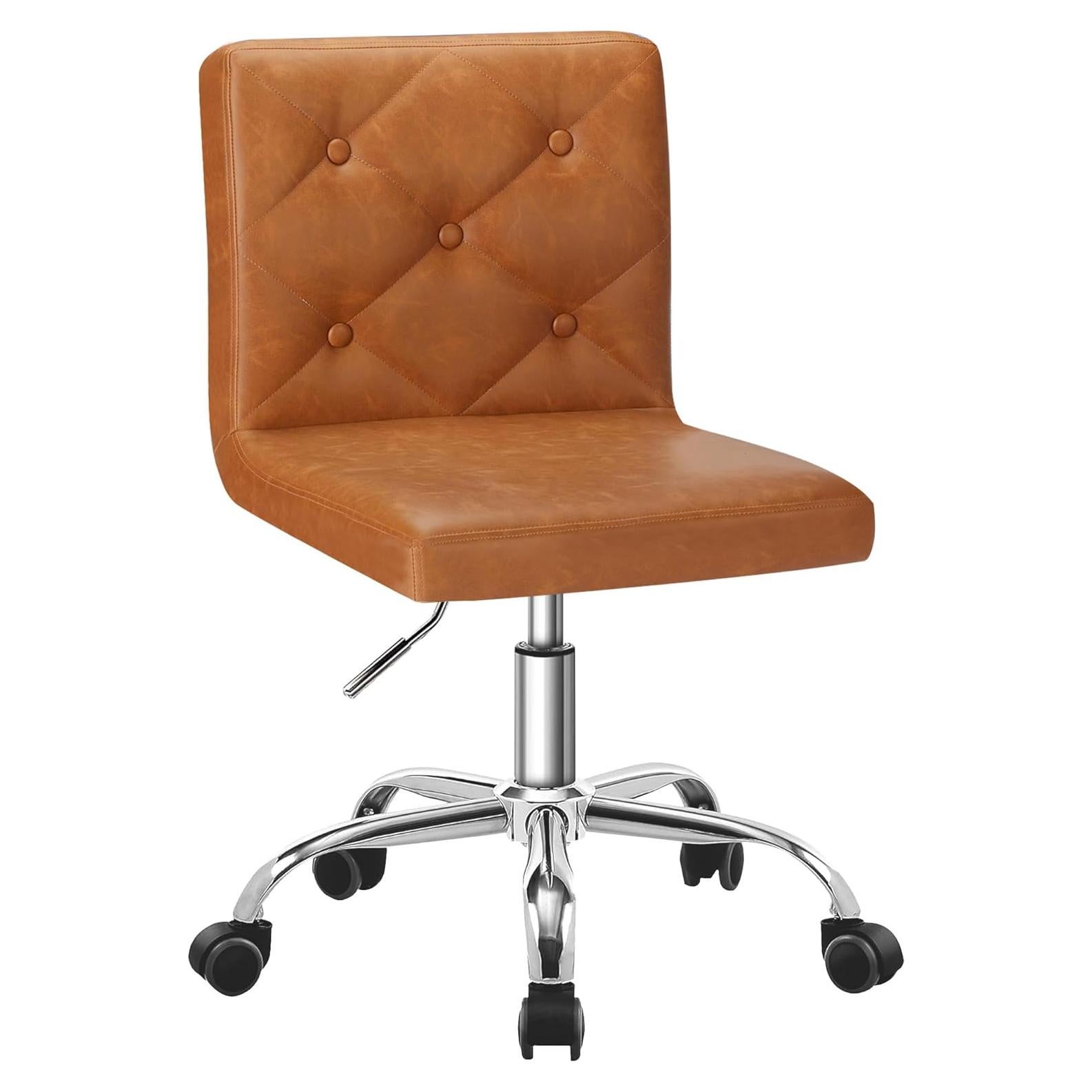 Silla de Oficina VECELO de Cuero PU Ajustable 360° Marrón