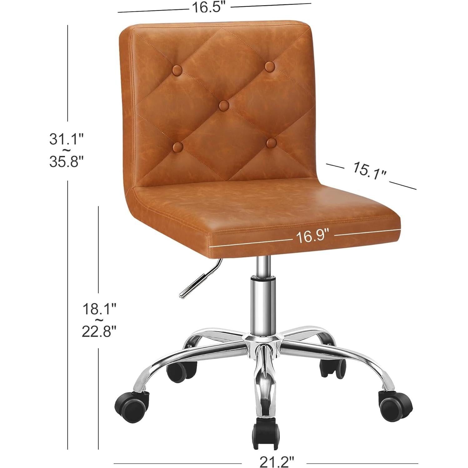 Silla de Oficina VECELO de Cuero PU Ajustable 360° Marrón