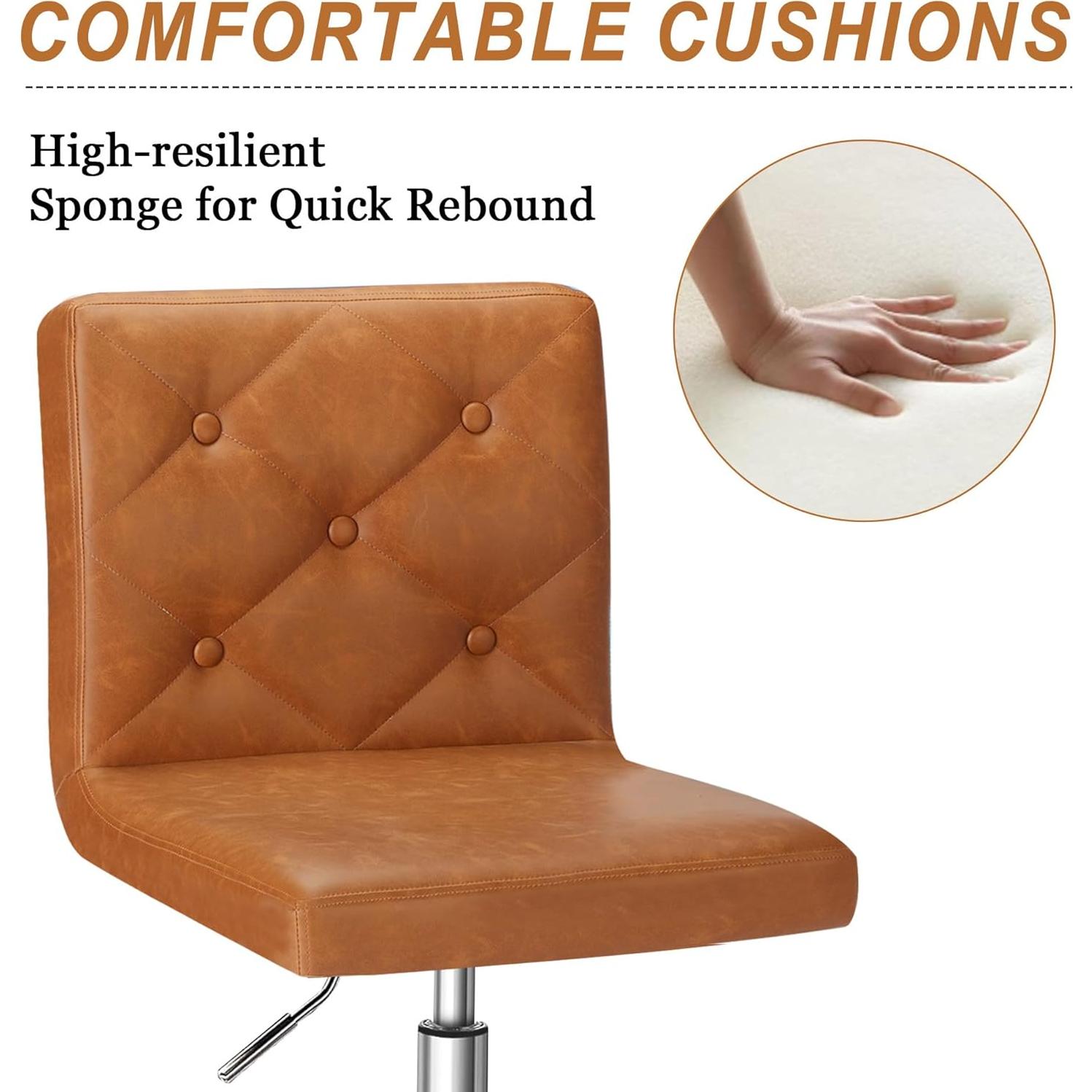 Silla de Oficina VECELO de Cuero PU Ajustable 360° Marrón