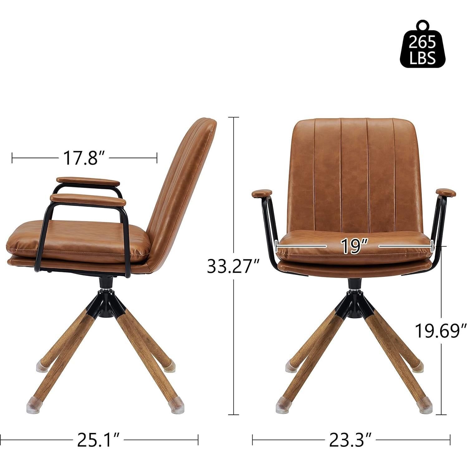 Silla Art Leon Moderna de Medio Siglo Amarillo Marrón