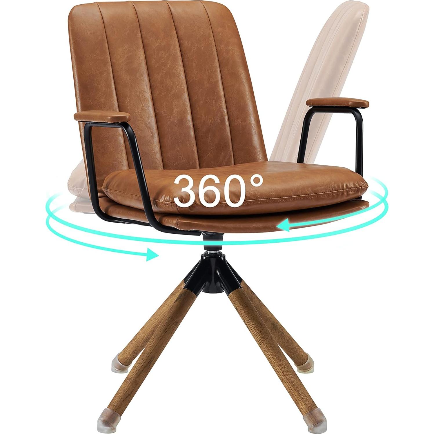 Silla Art Leon Moderna de Medio Siglo Amarillo Marrón