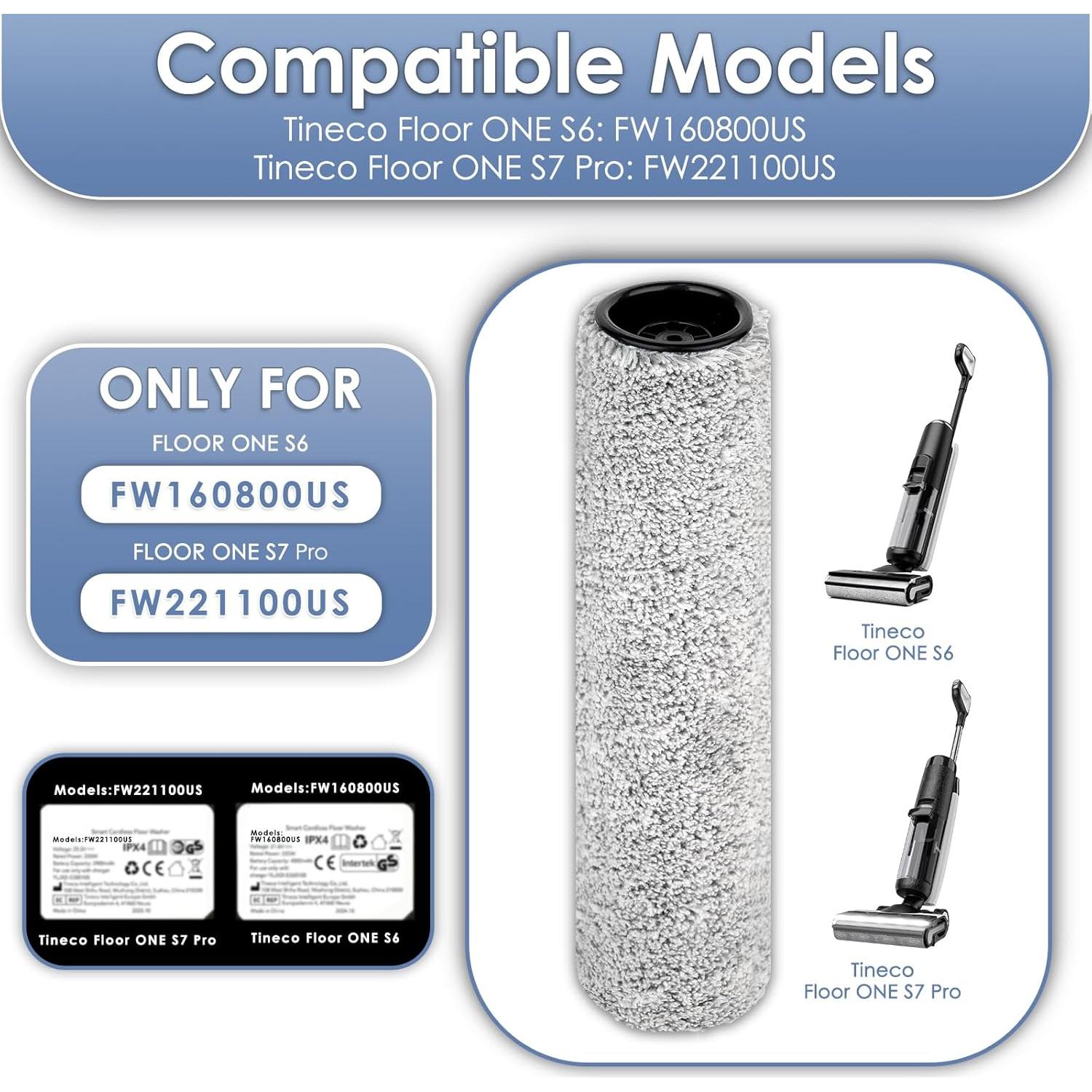 Rodillos de Cepillo de Repuesto MIBUMIKI para Tineco S7 Pro - Paquete de 2