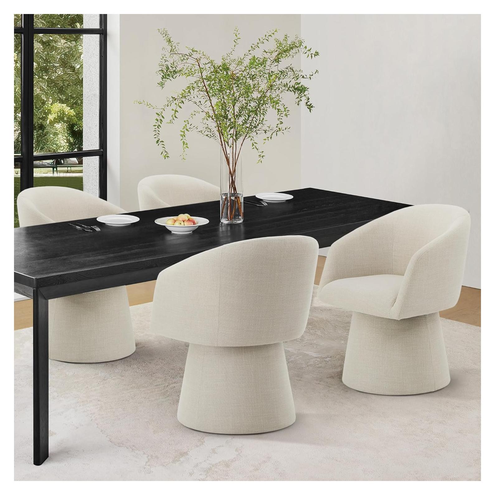 Sillas de Comedor Giratorias KISLOT 4 PCS Lino Modernas