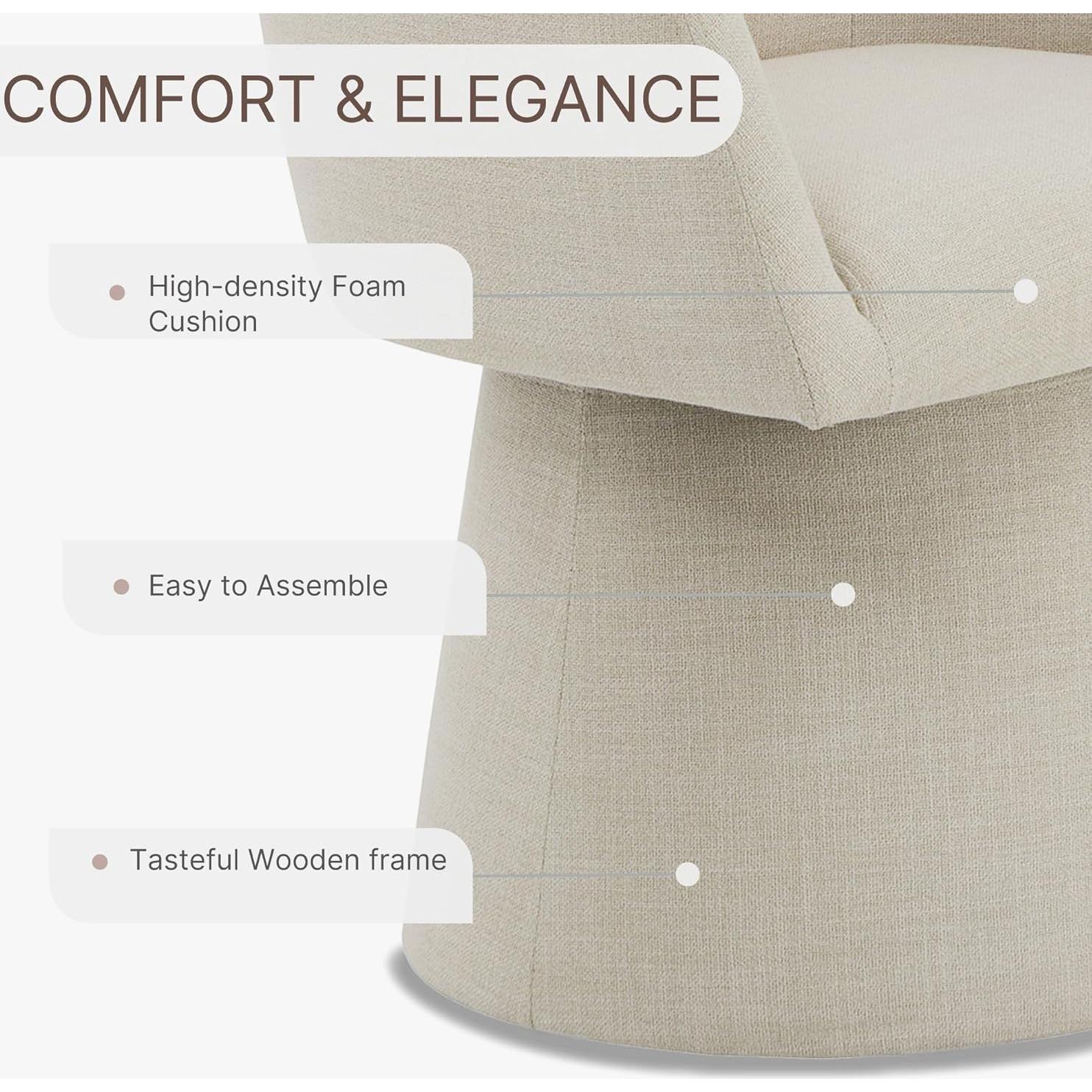 Sillas de Comedor Giratorias KISLOT 4 PCS Lino Modernas