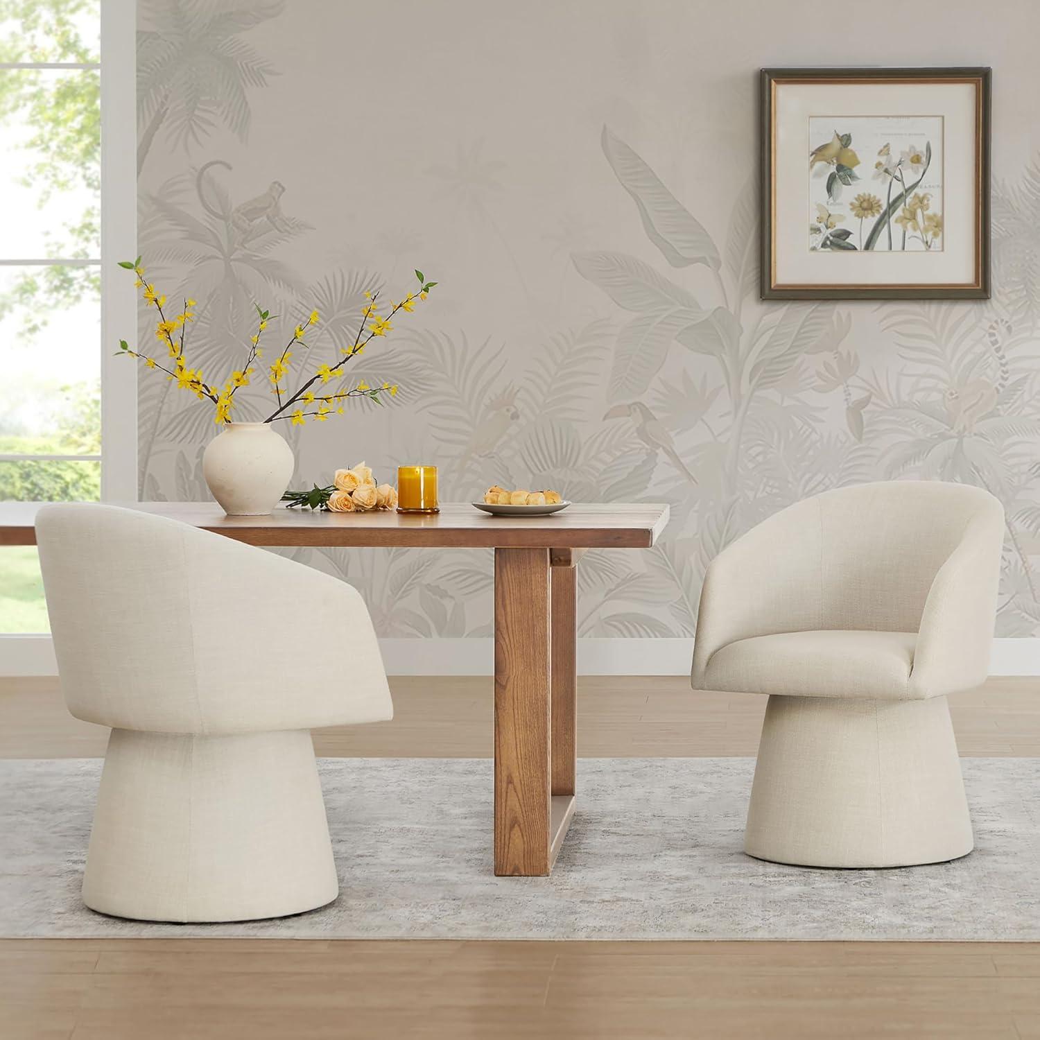 Sillas de Comedor Giratorias KISLOT 4 PCS Lino Modernas