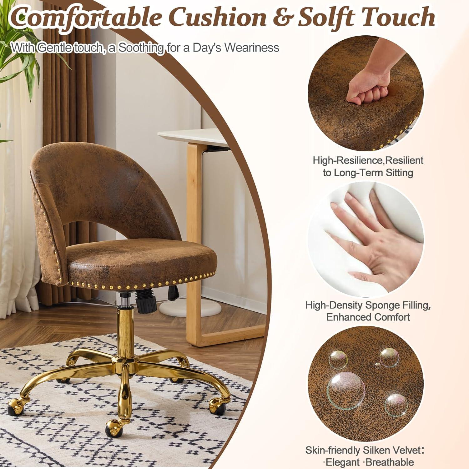 Silla de Oficina VINGLI Moderna de Terciopelo sin Brazos