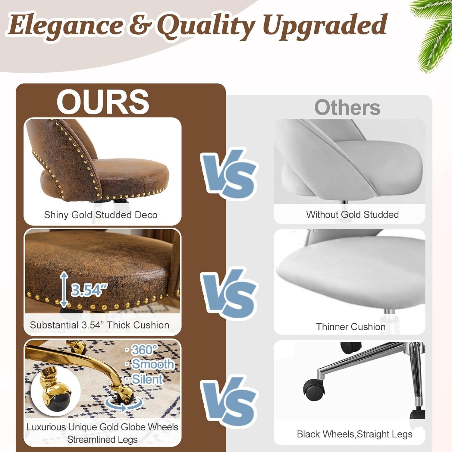 Silla de Oficina VINGLI Moderna de Terciopelo sin Brazos