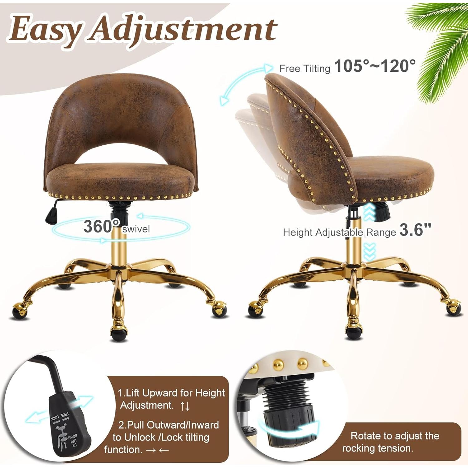 Silla de Oficina VINGLI Moderna de Terciopelo sin Brazos