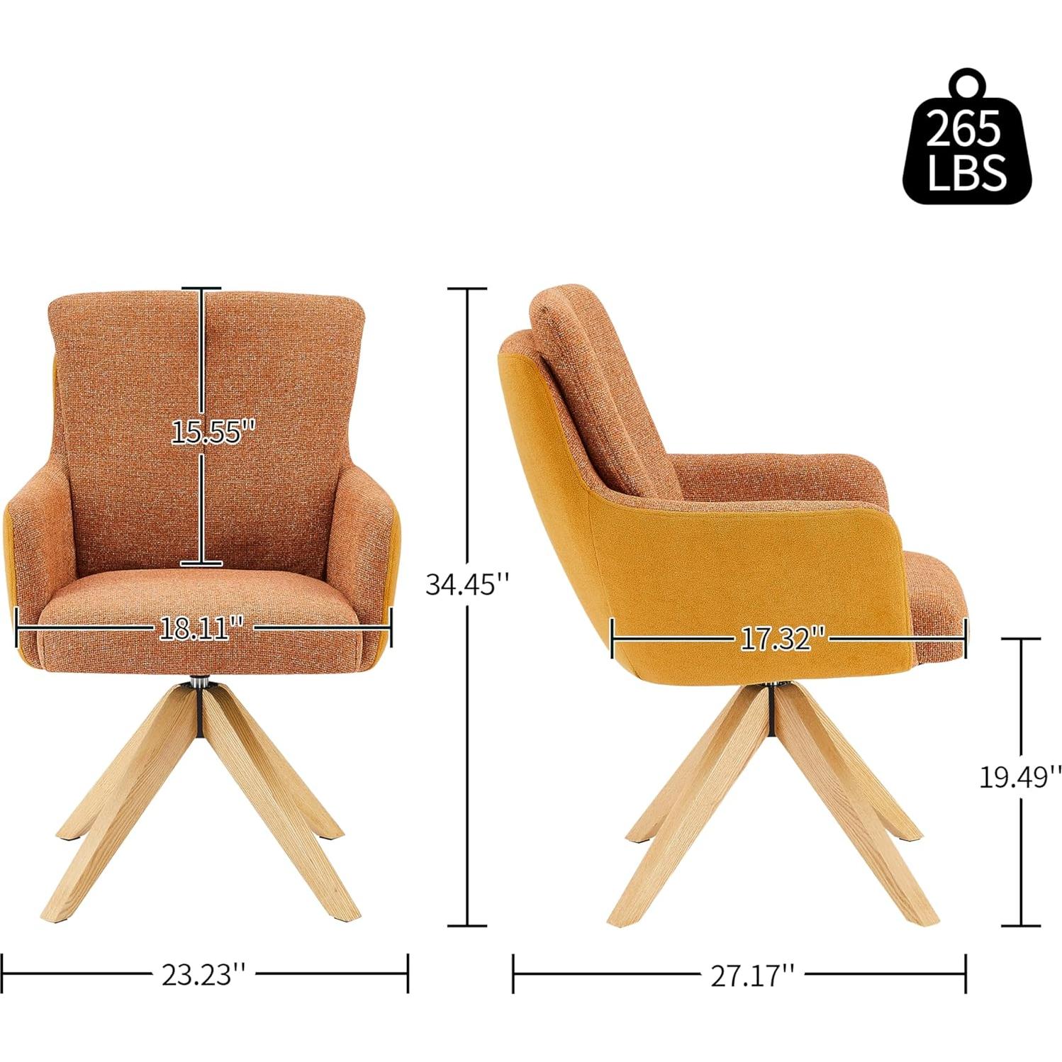 Silla de Escritorio Giratoria Art Leon Naranja Amarillo 360°